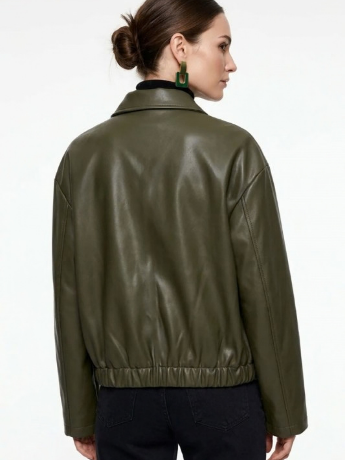 Faux Leather Bomber Jacket