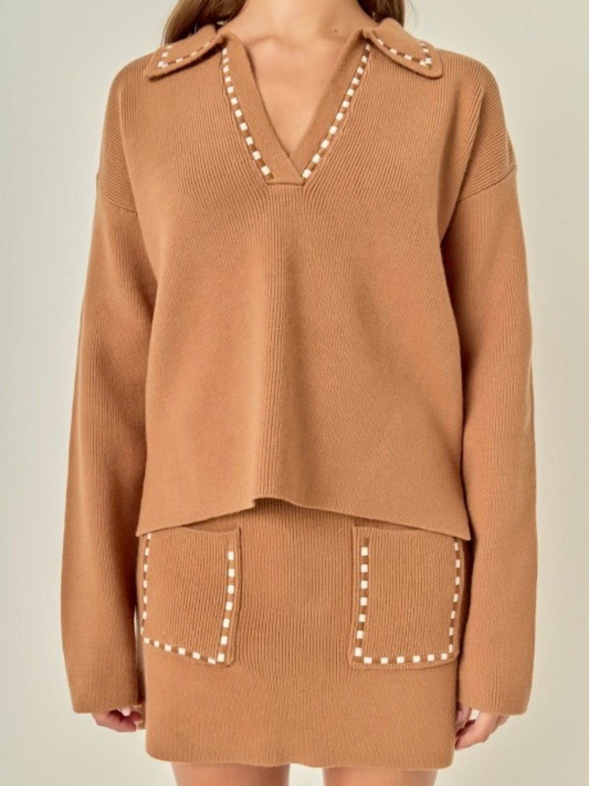 Stitch Detail Collared Sweater