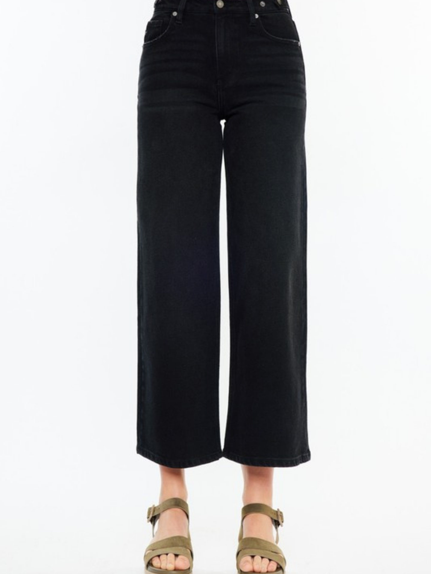 Black Wide Cropped Denim - Mimi & Rae