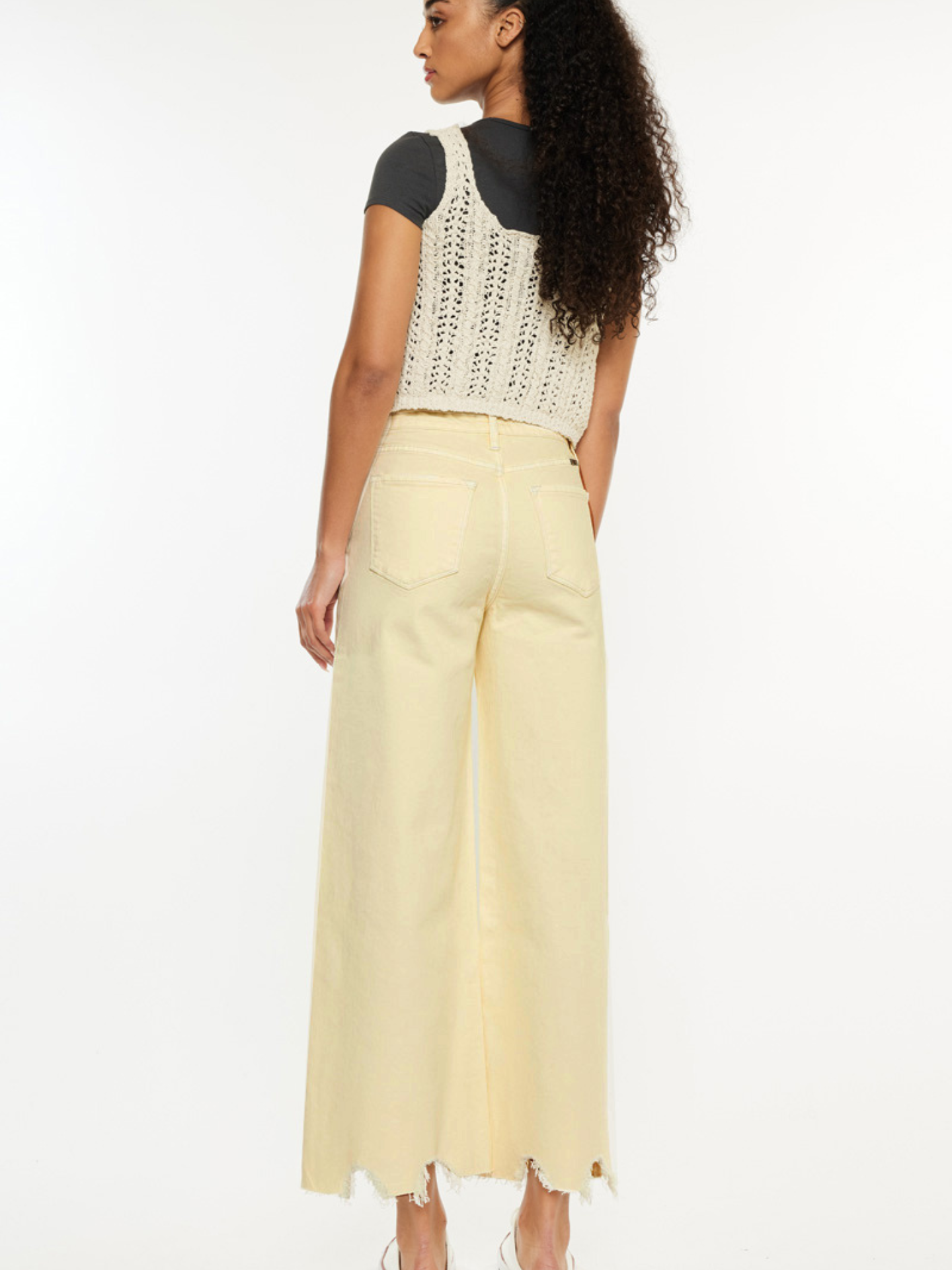 Ecru Frayed Crop Jean - Mimi & Rae