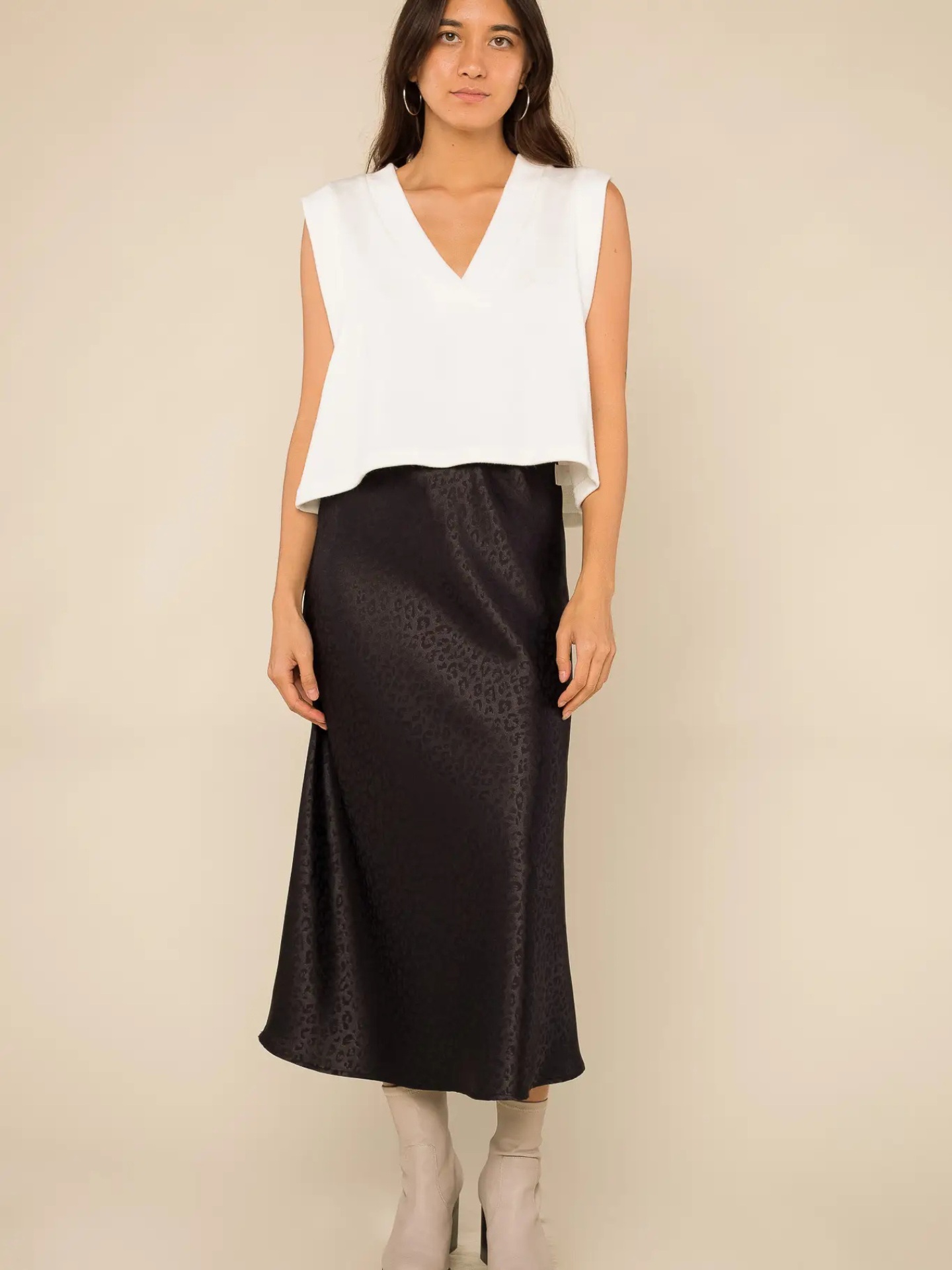Black Leopard Midi Skirt