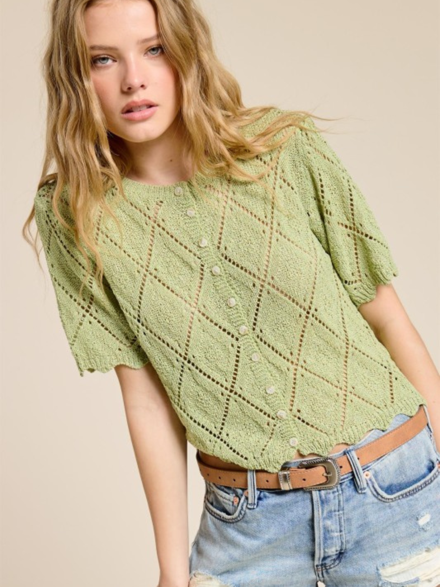 Stella Pointelle Knit Cardigan