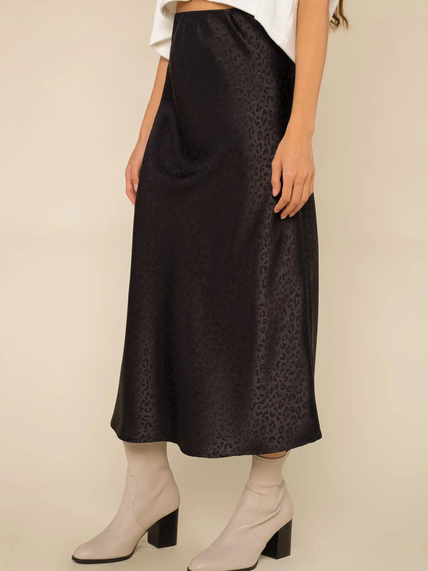 Black Leopard Midi Skirt