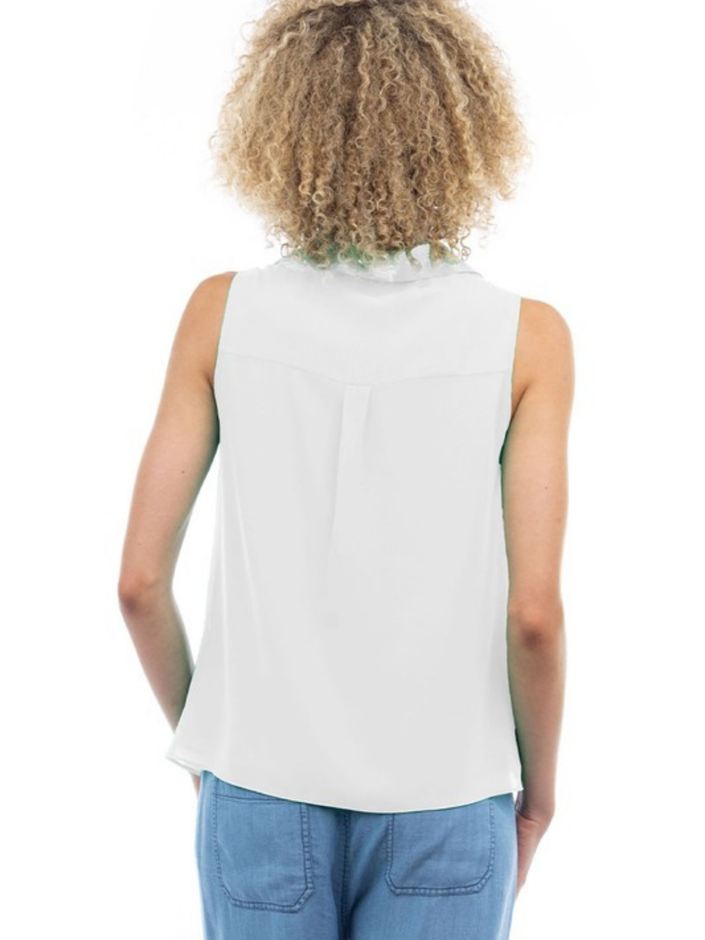 Cowl Neck Sleeveless Collared Blouse