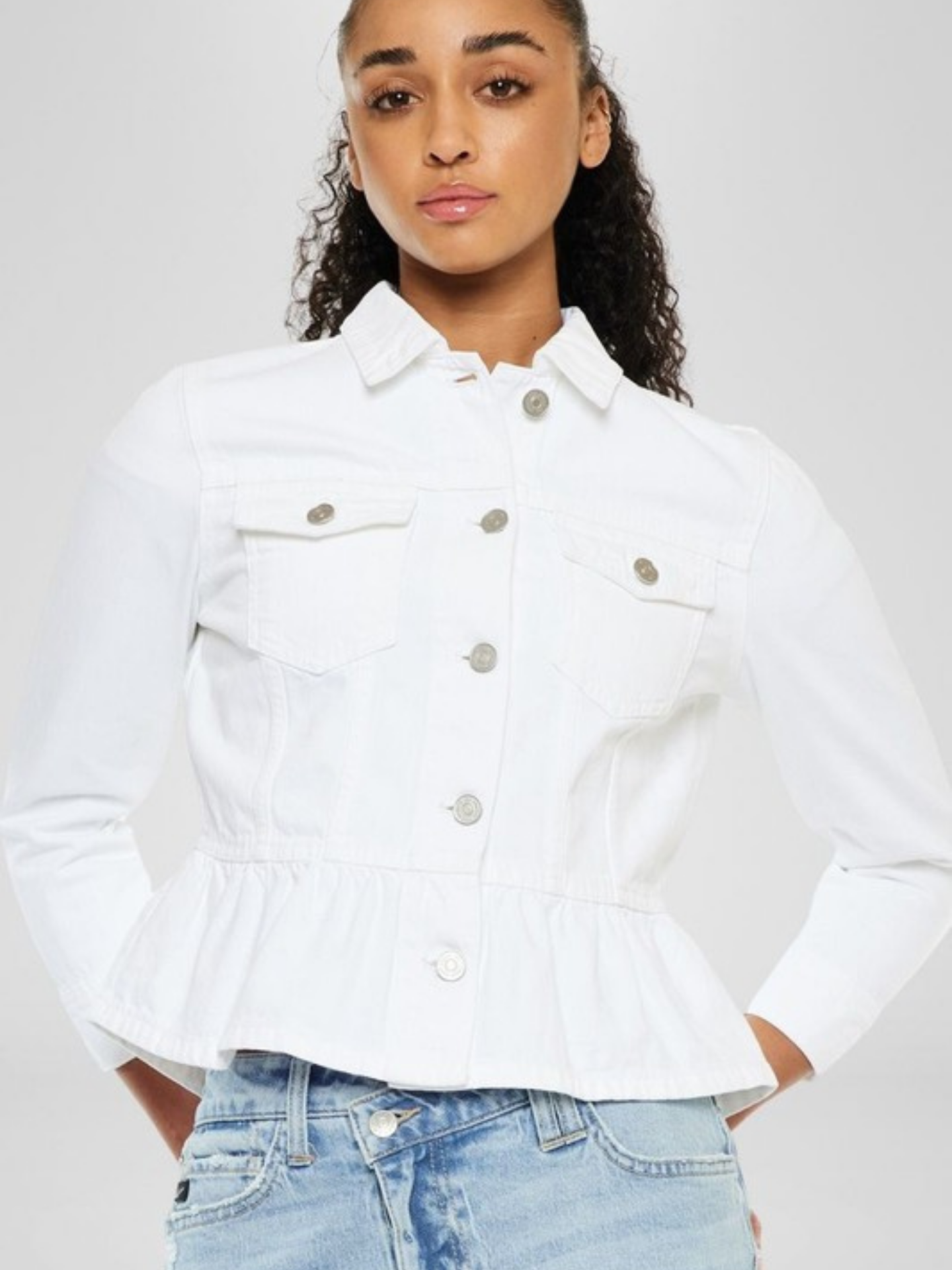 Peplum Denim Jacket - Mimi & Rae