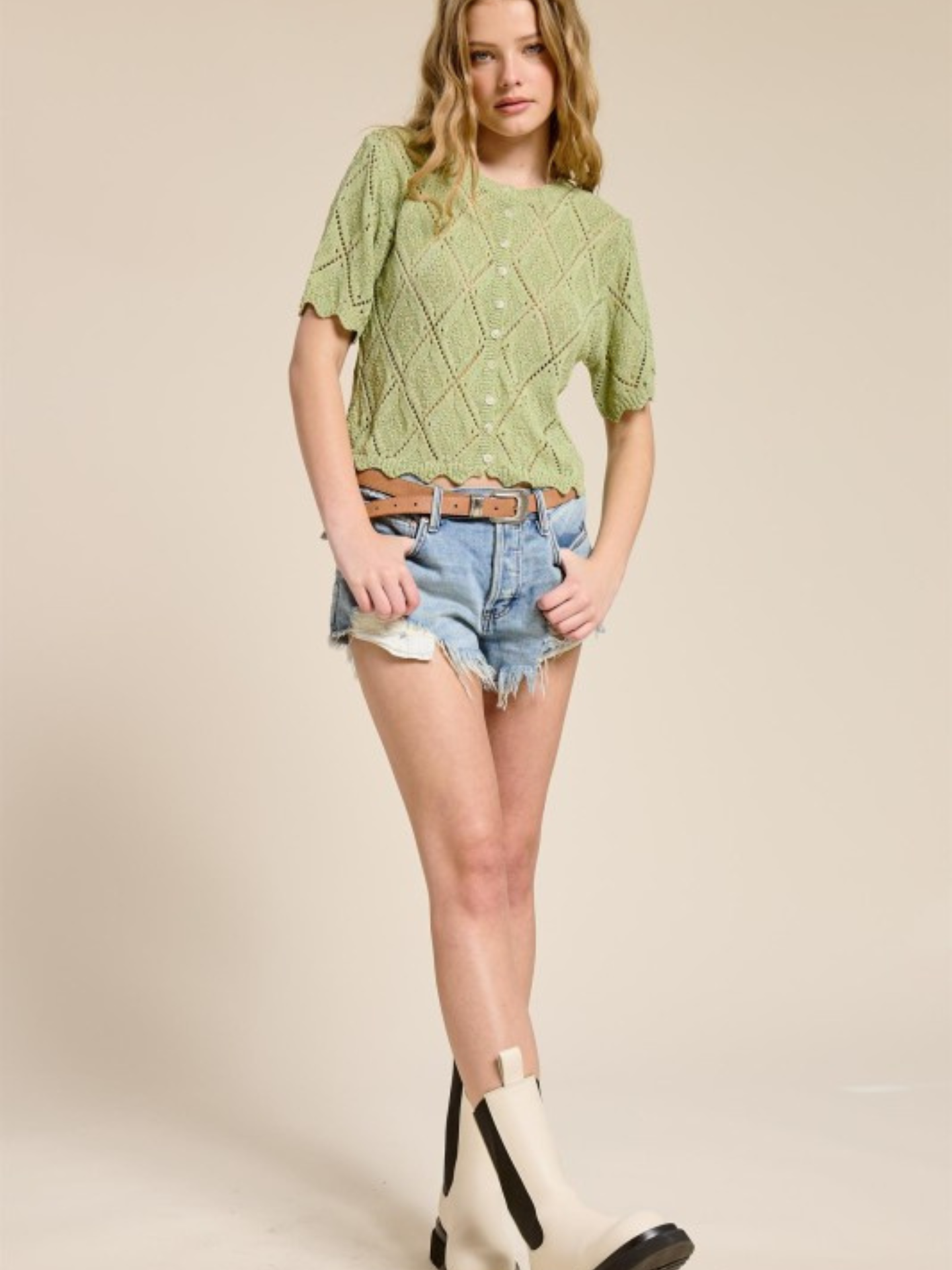 Stella Pointelle Knit Cardigan