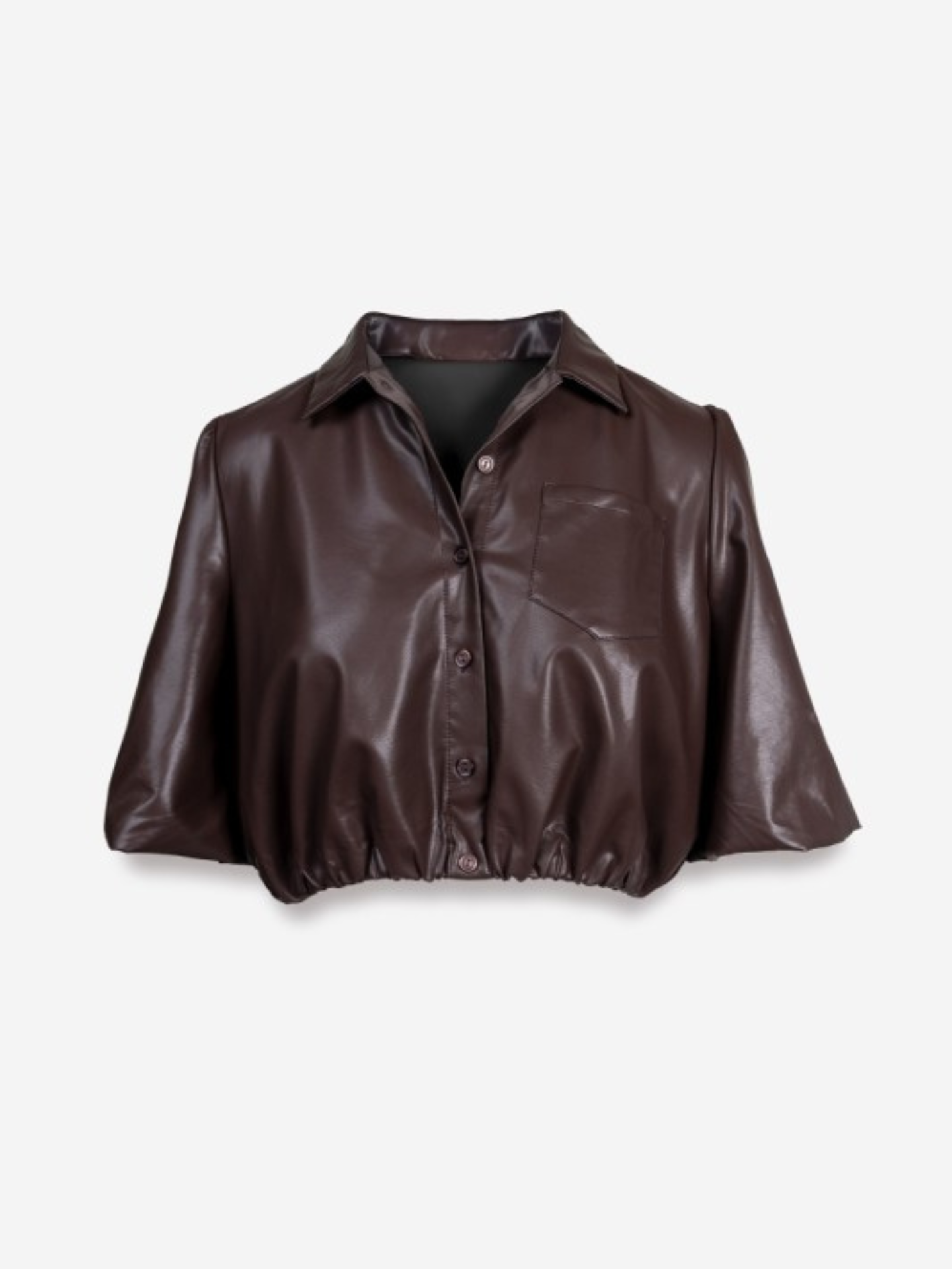 Faux Leather Bubble Top