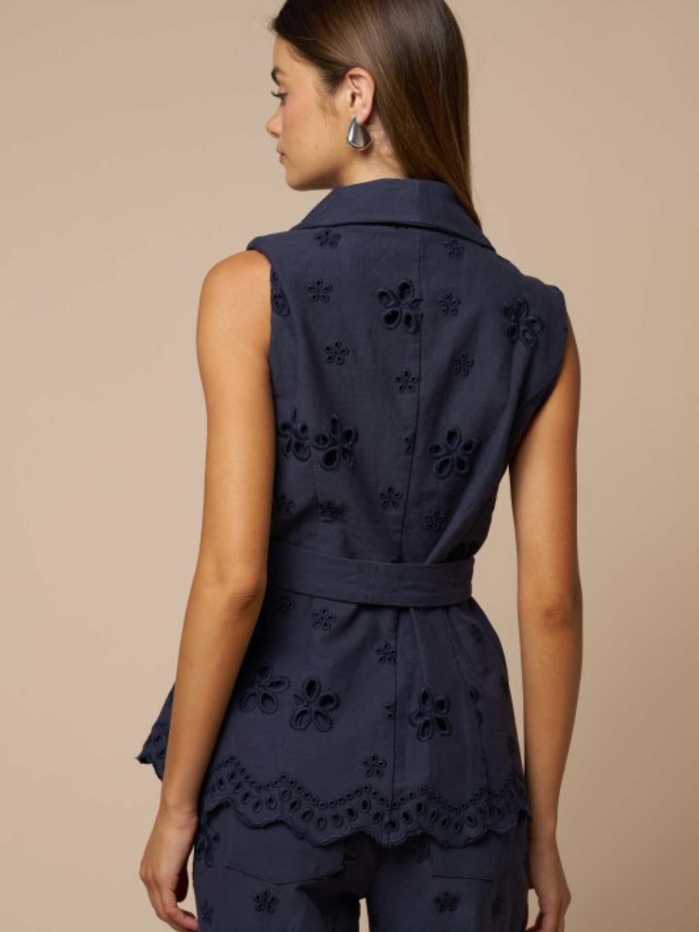 Embroidered Belted Vest