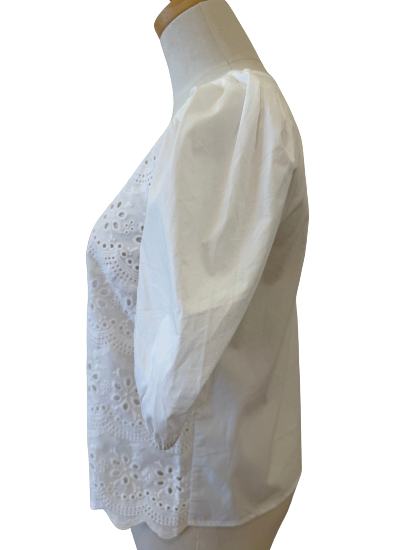 Eyelet Puff Sleeve Tie Top - Mimi & Rae