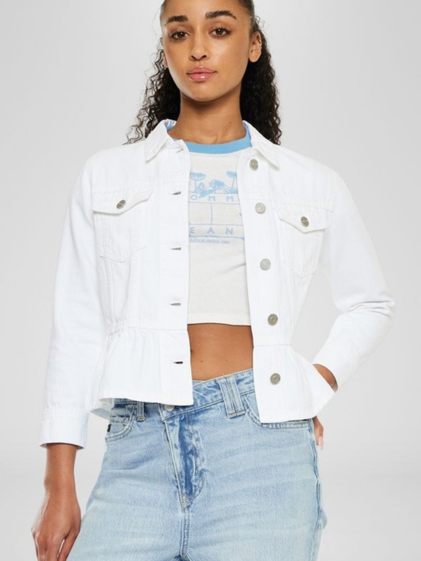 Peplum Denim Jacket - Mimi & Rae