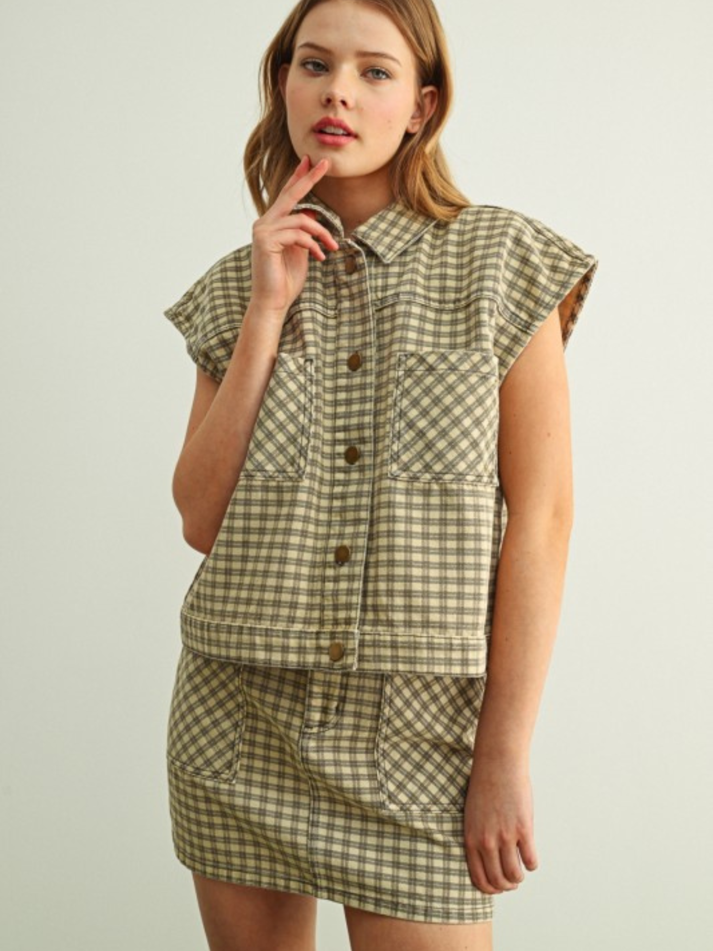 Mini Checker Pattern Vest