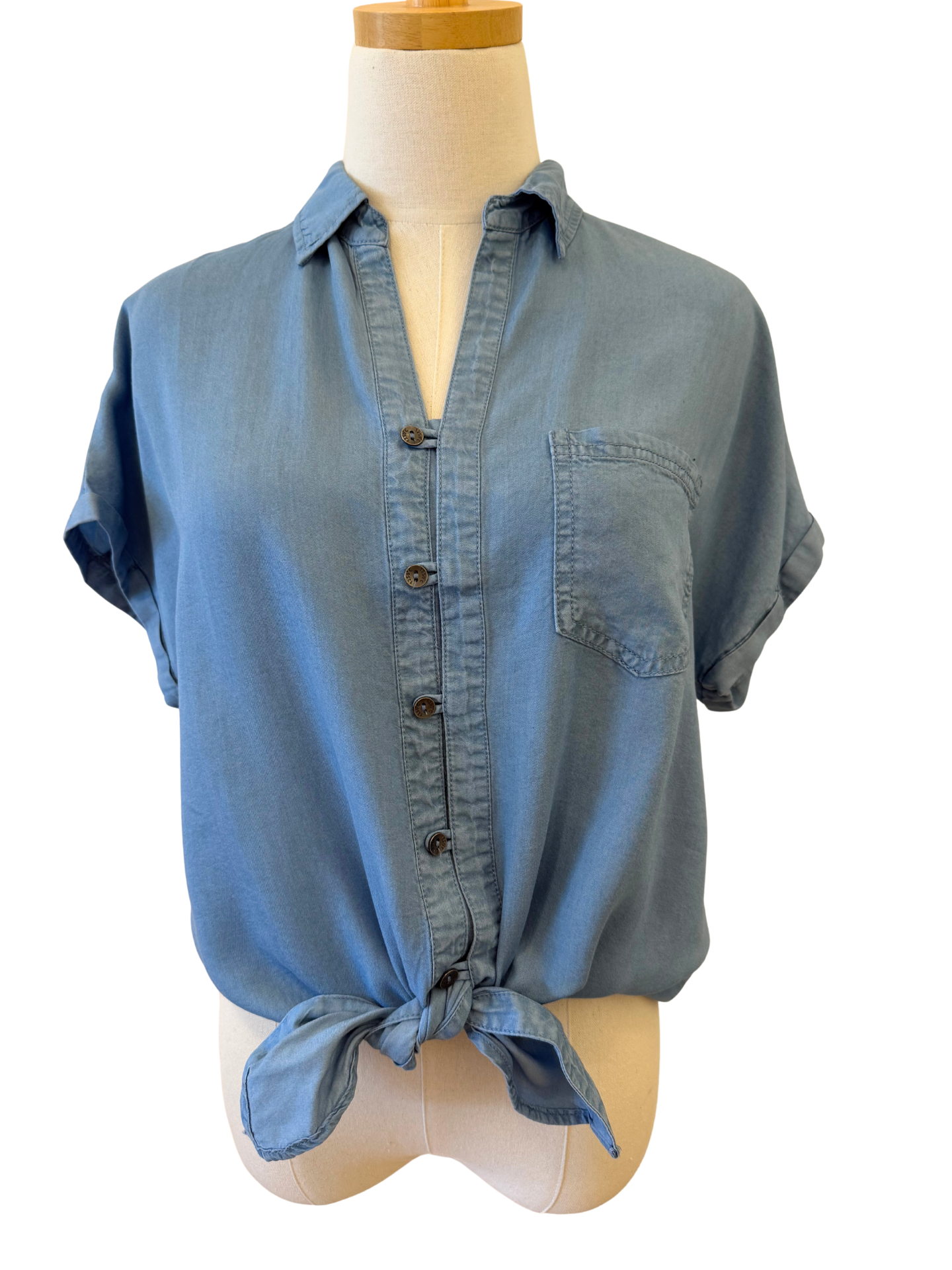Tie Front Tencel Button Down - Mimi & Rae