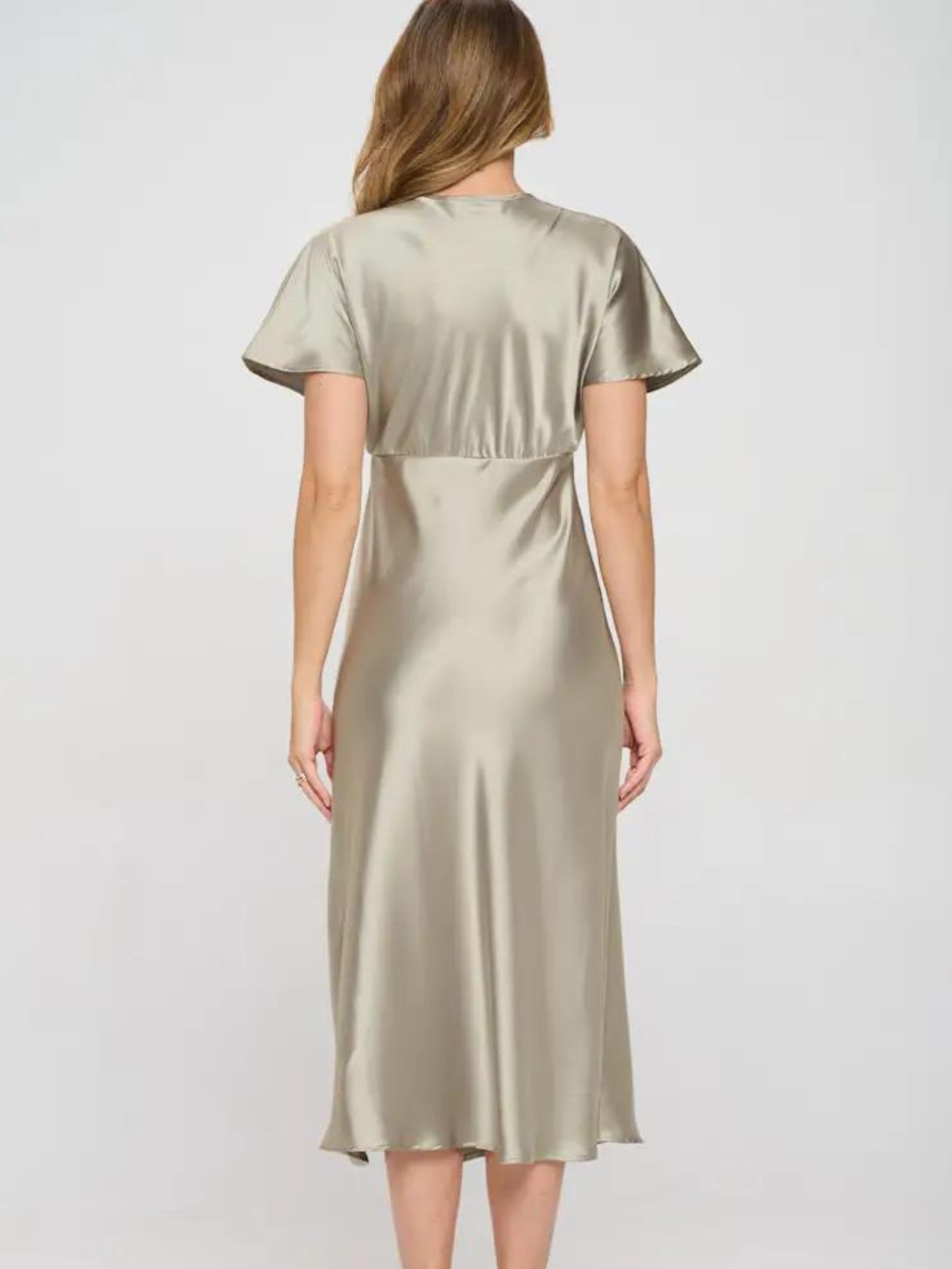 Satin V Neck Dress - Mimi & Rae