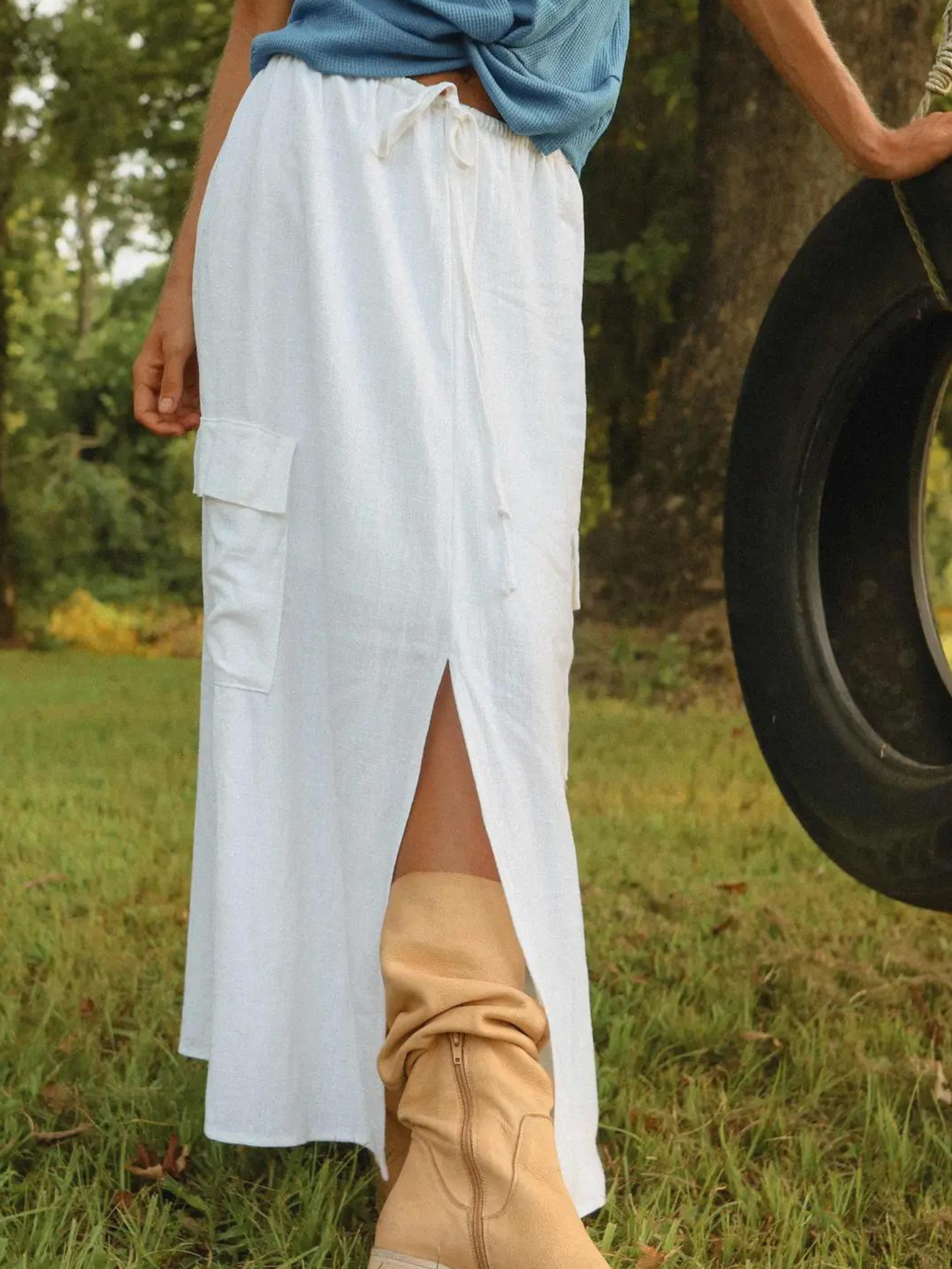 Linen Cargo Skirt