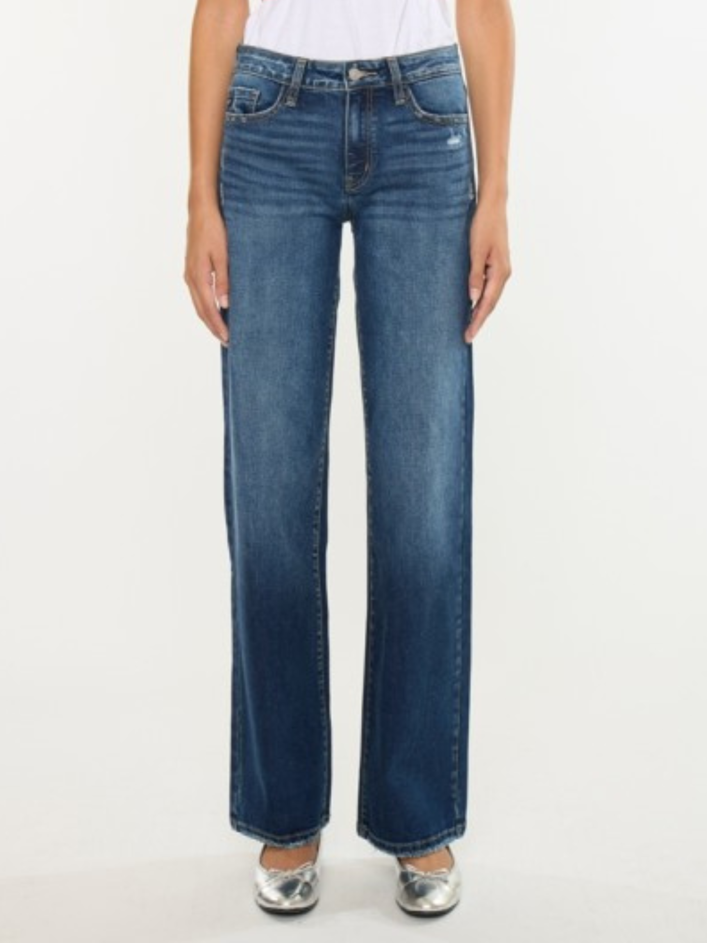 Dark Mid Rise Wide Leg Denim - Mimi & Rae