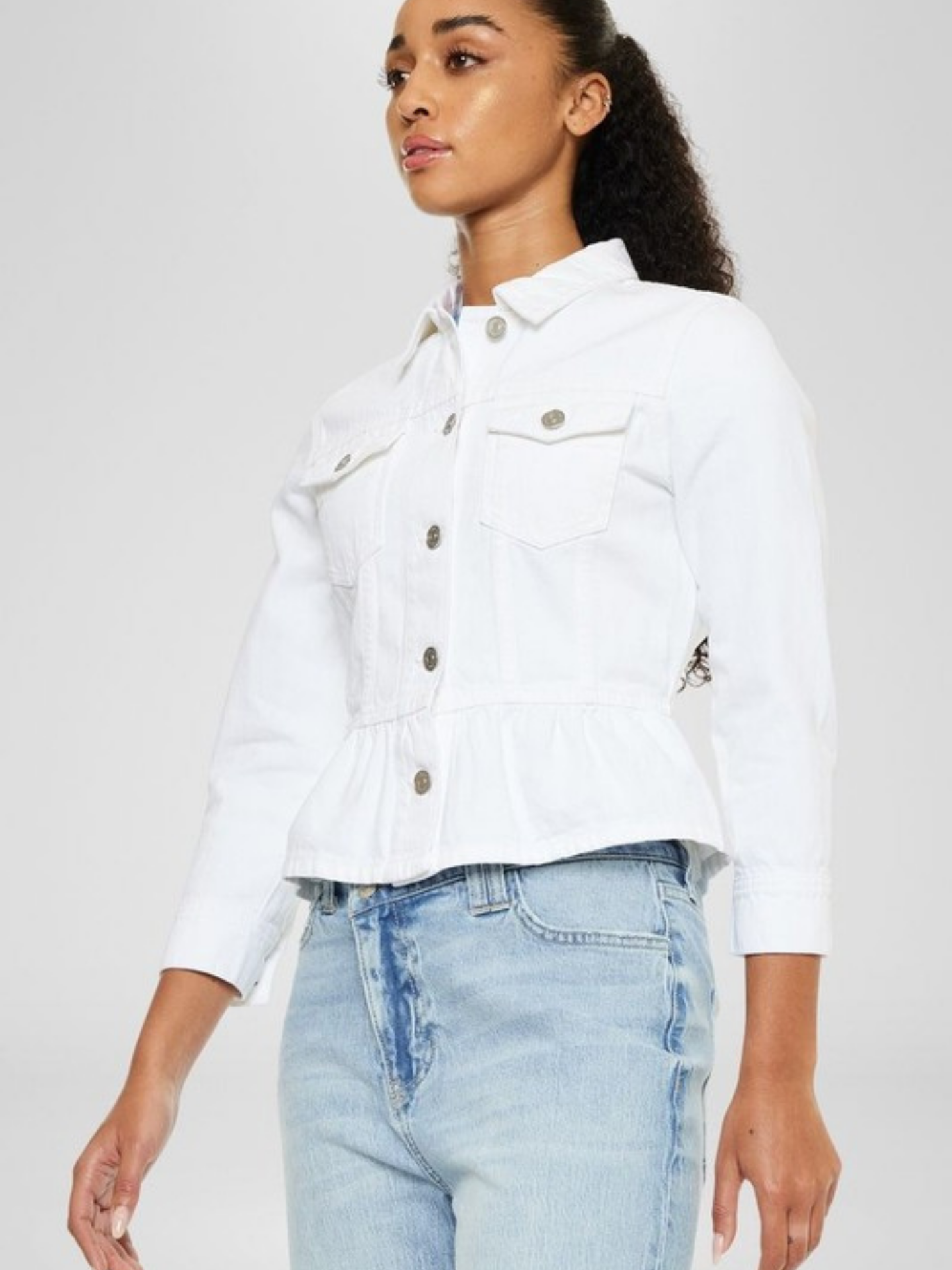 Peplum Denim Jacket - Mimi & Rae