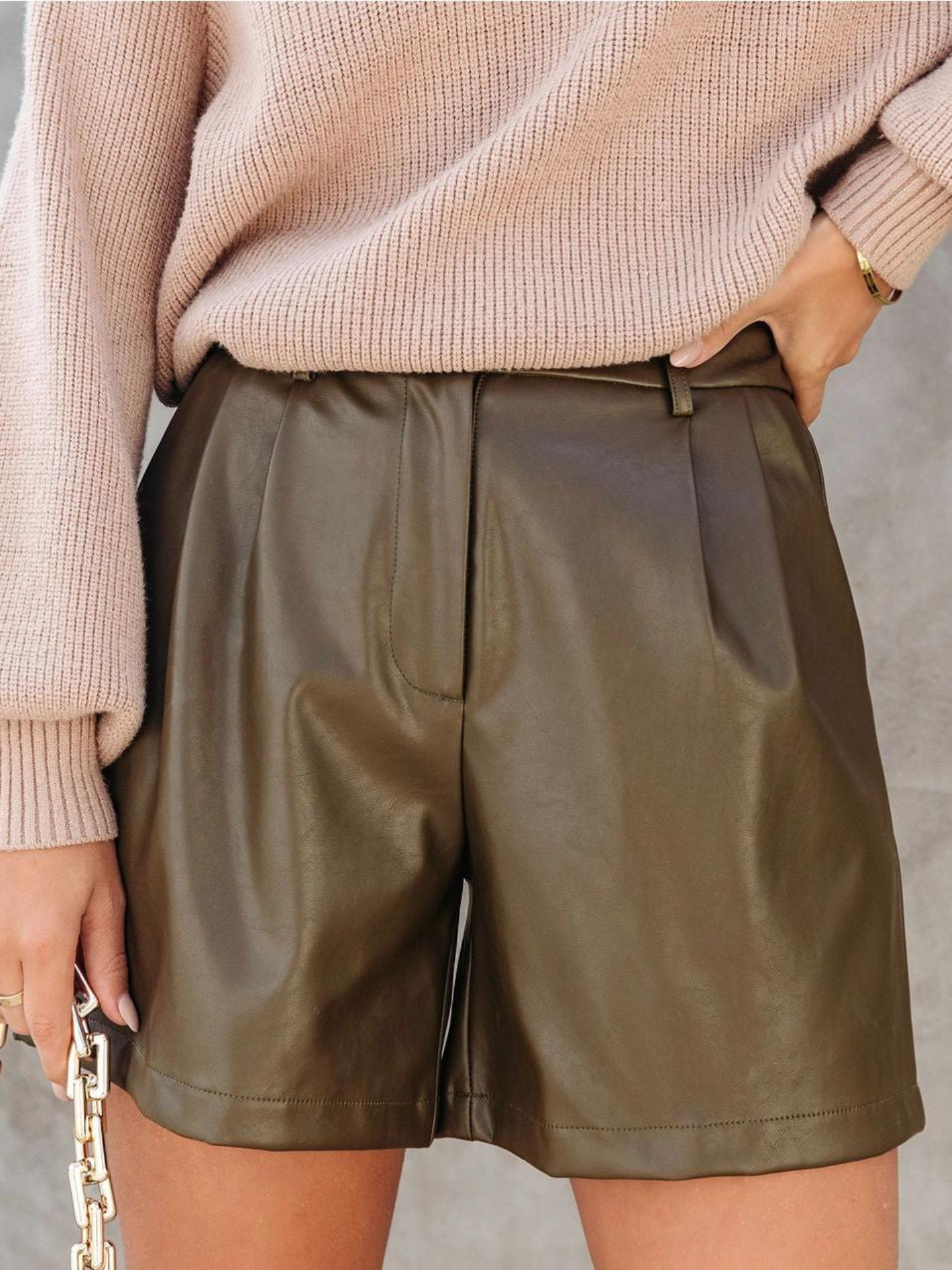 Pleated Leather Short - Mimi & Rae