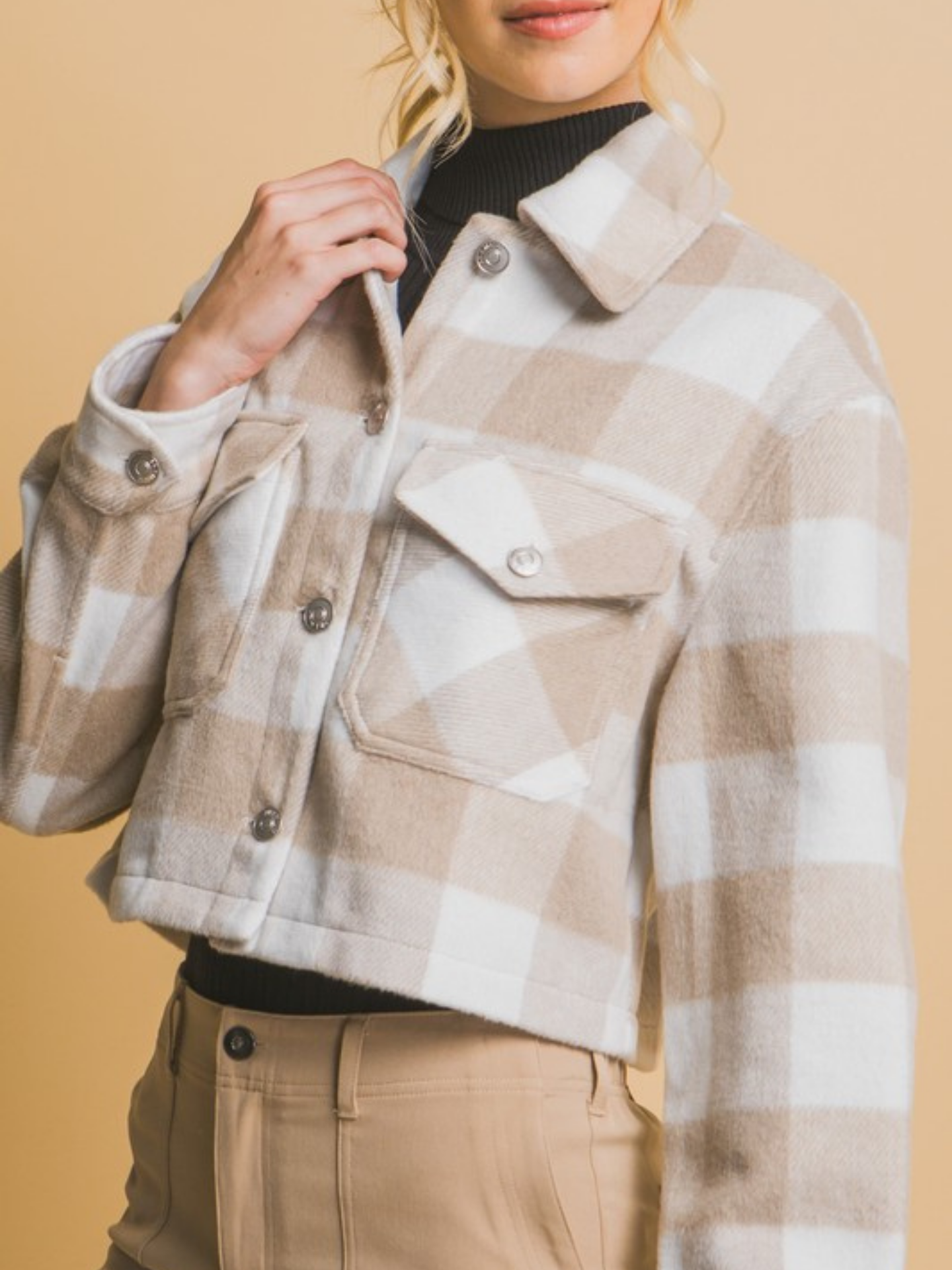 Cropped Plaid Shacket - Mimi & Rae