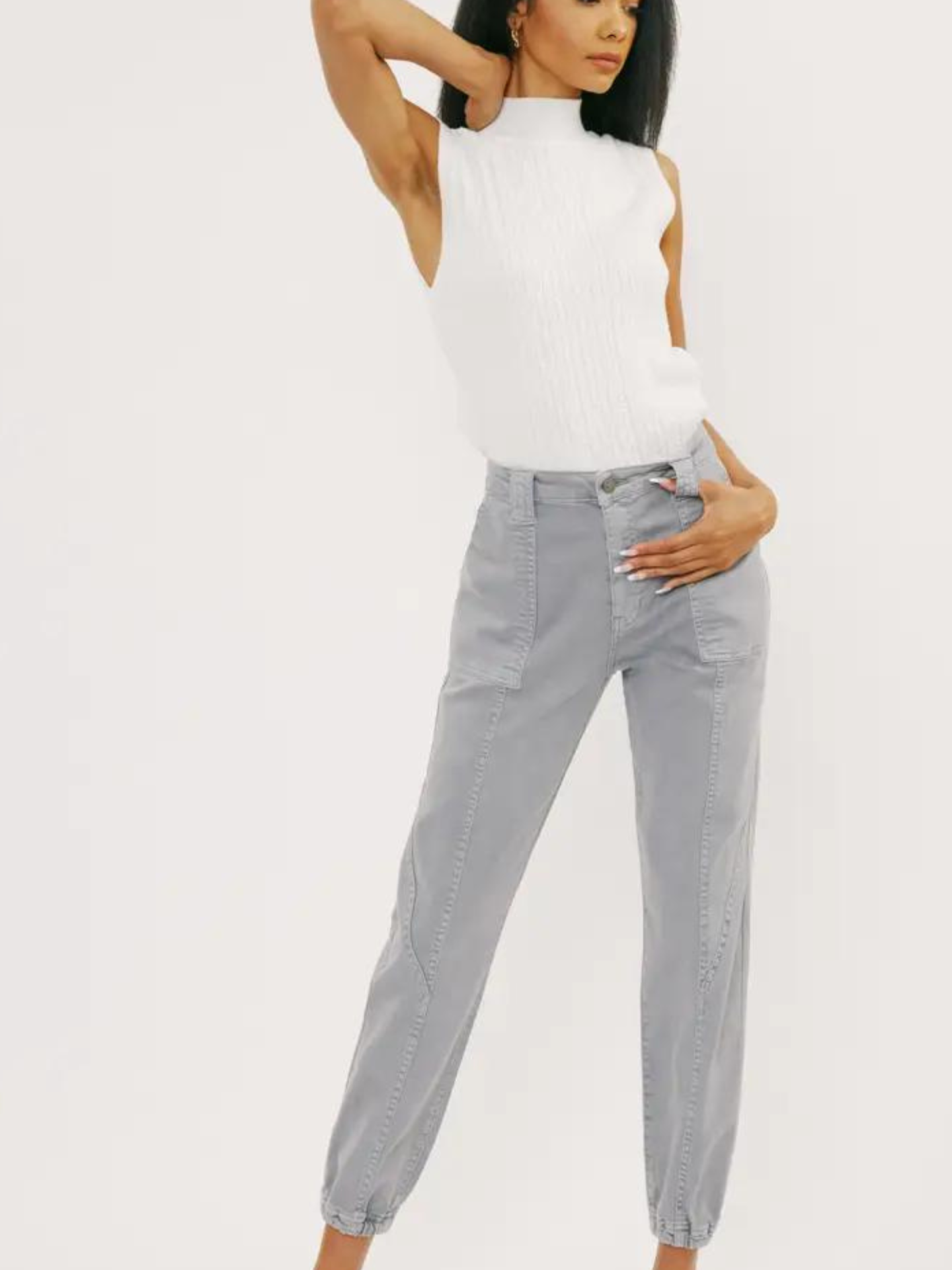 High Rise Joggers Grey - Mimi & Rae