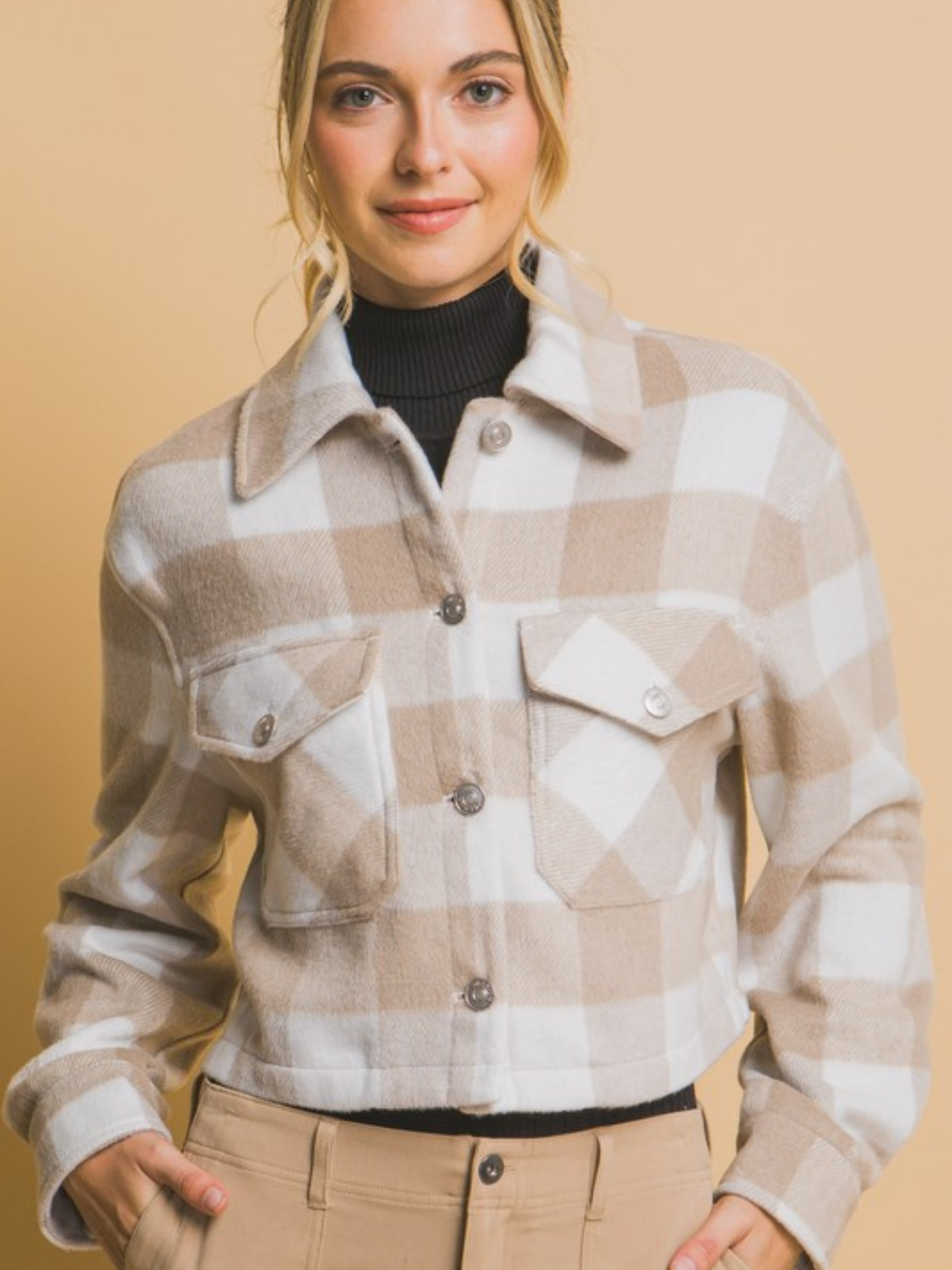 Cropped Plaid Shacket - Mimi & Rae