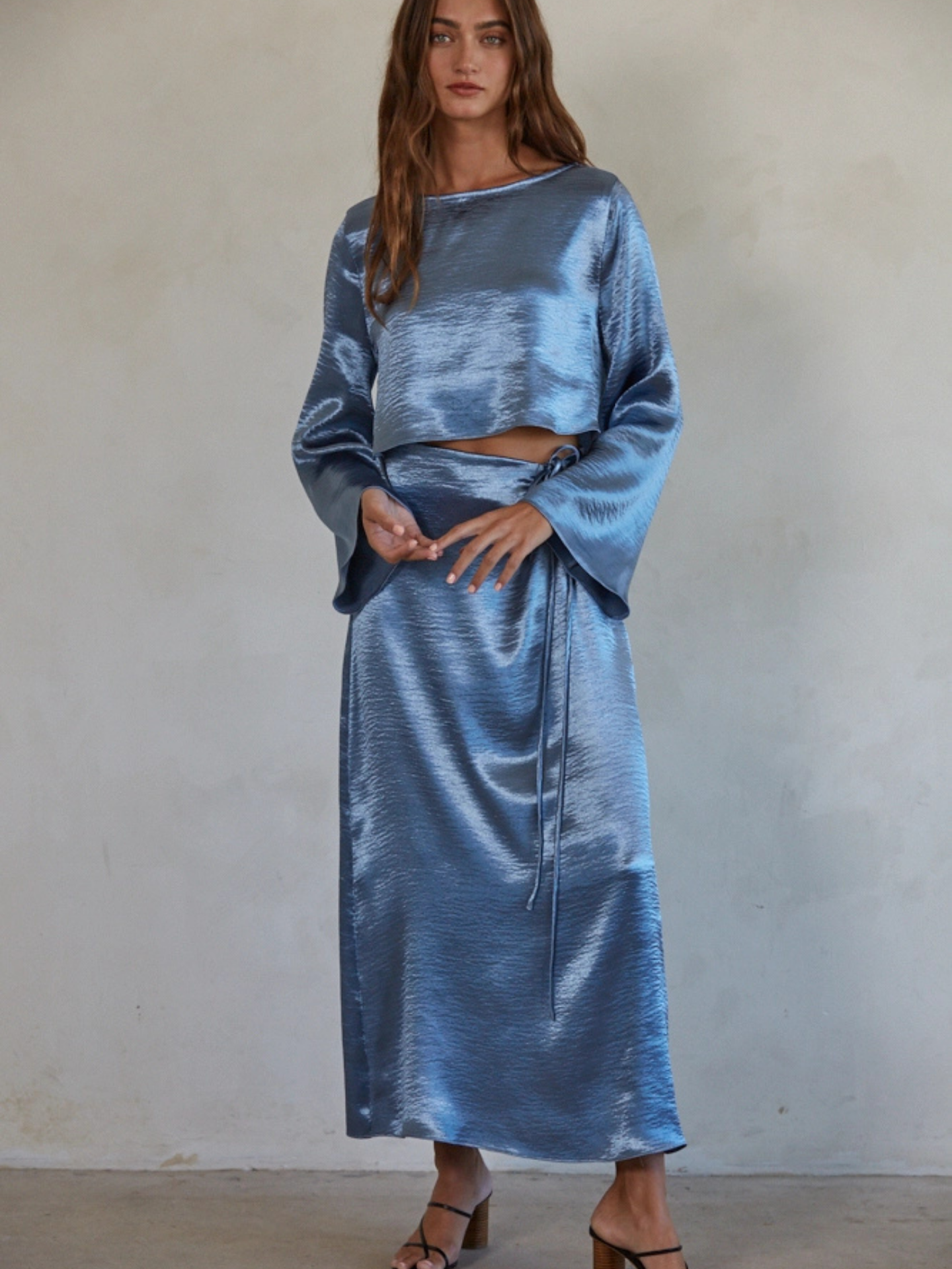Blue Satin Top - Mimi & Rae