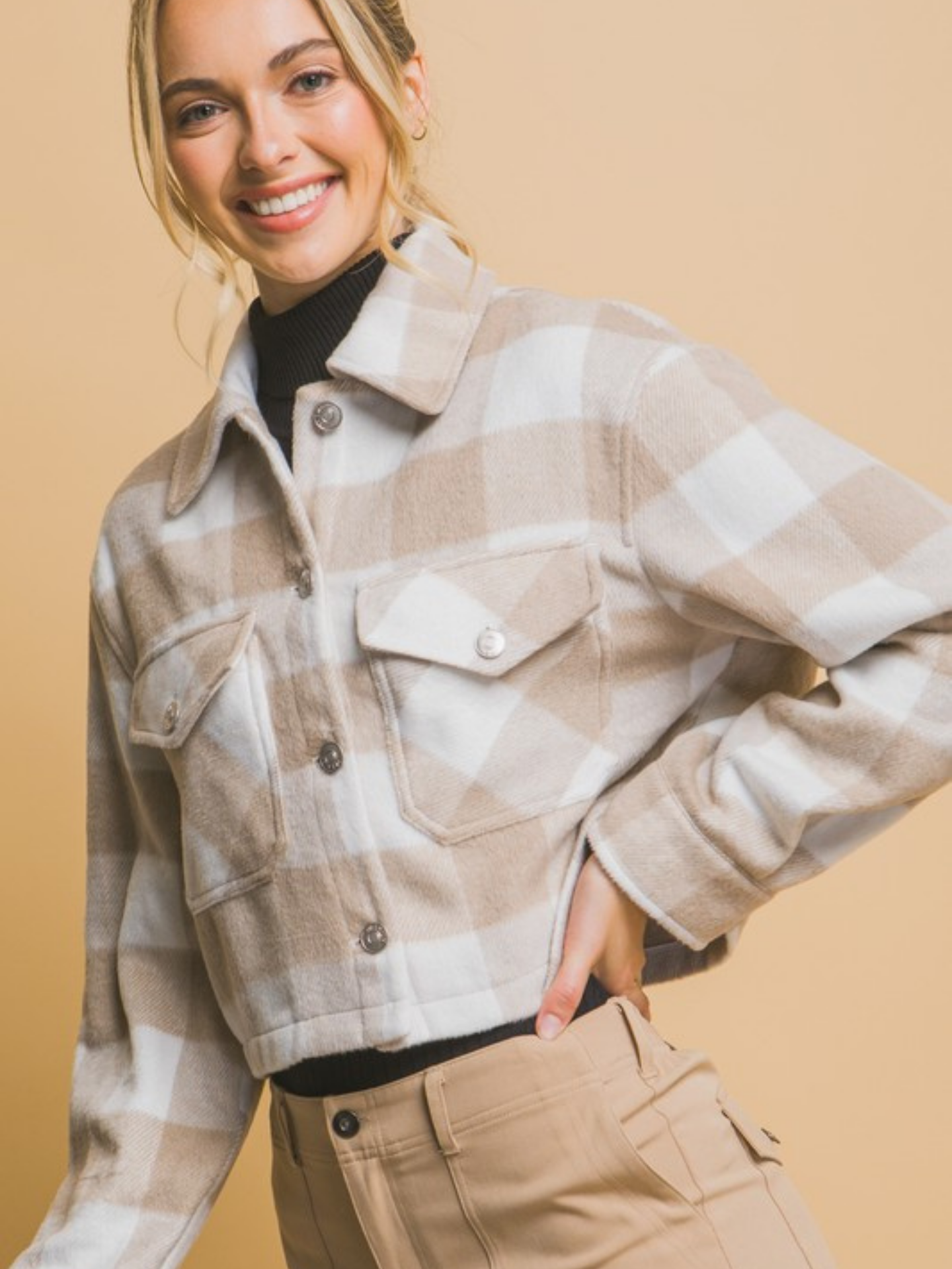 Cropped Plaid Shacket - Mimi & Rae
