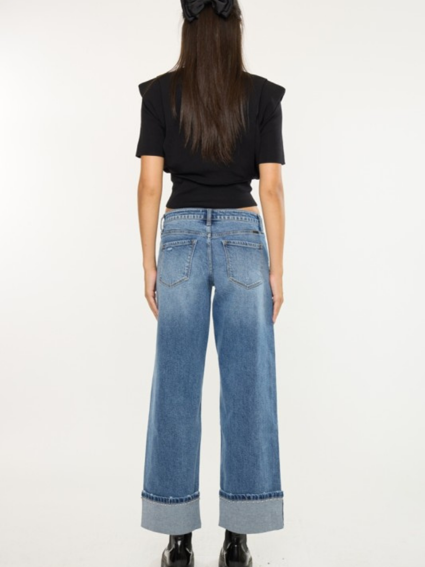 Mid Rise Studded Wide Denim - Mimi & Rae