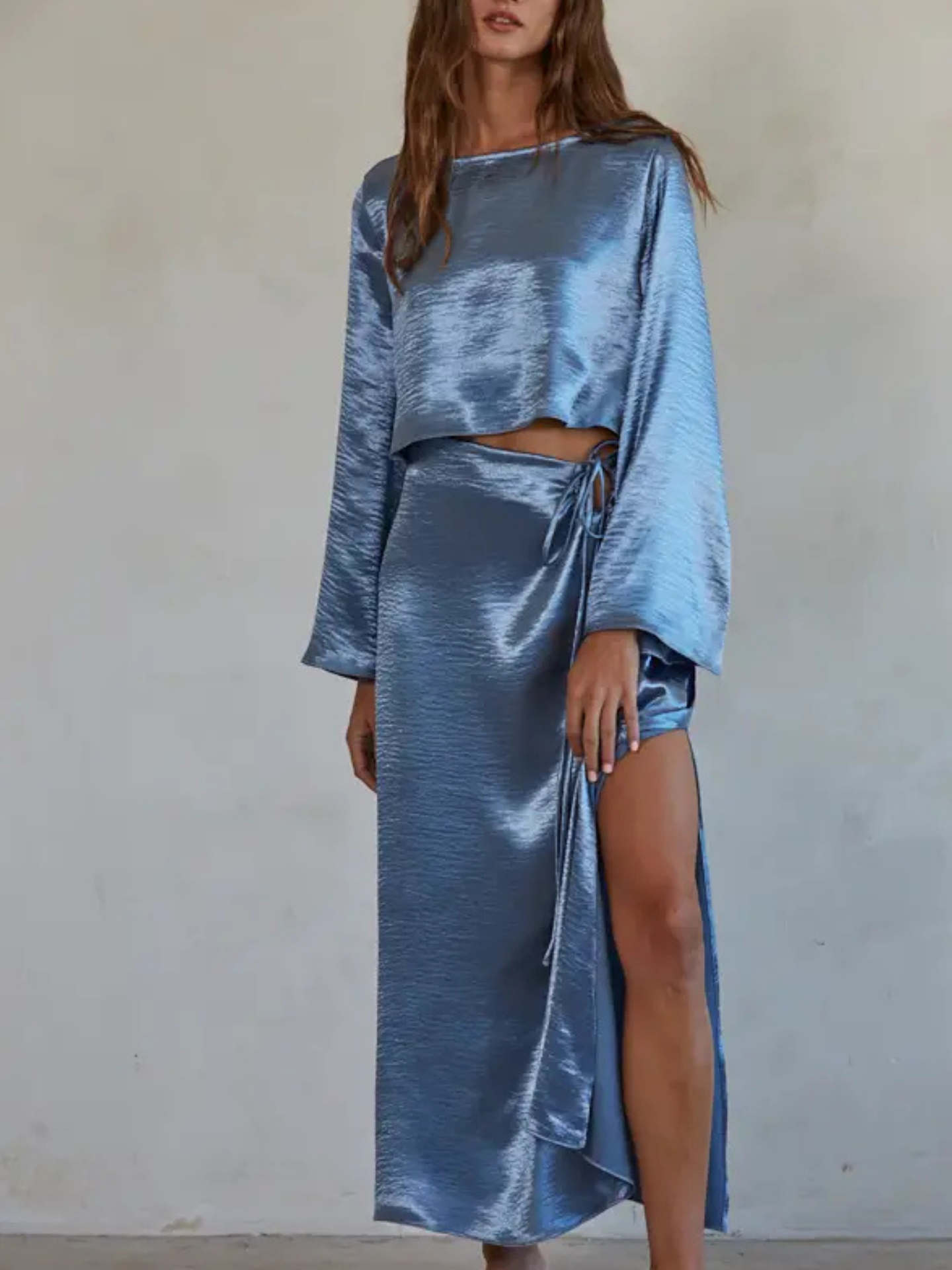 Blue Satin Top - Mimi & Rae
