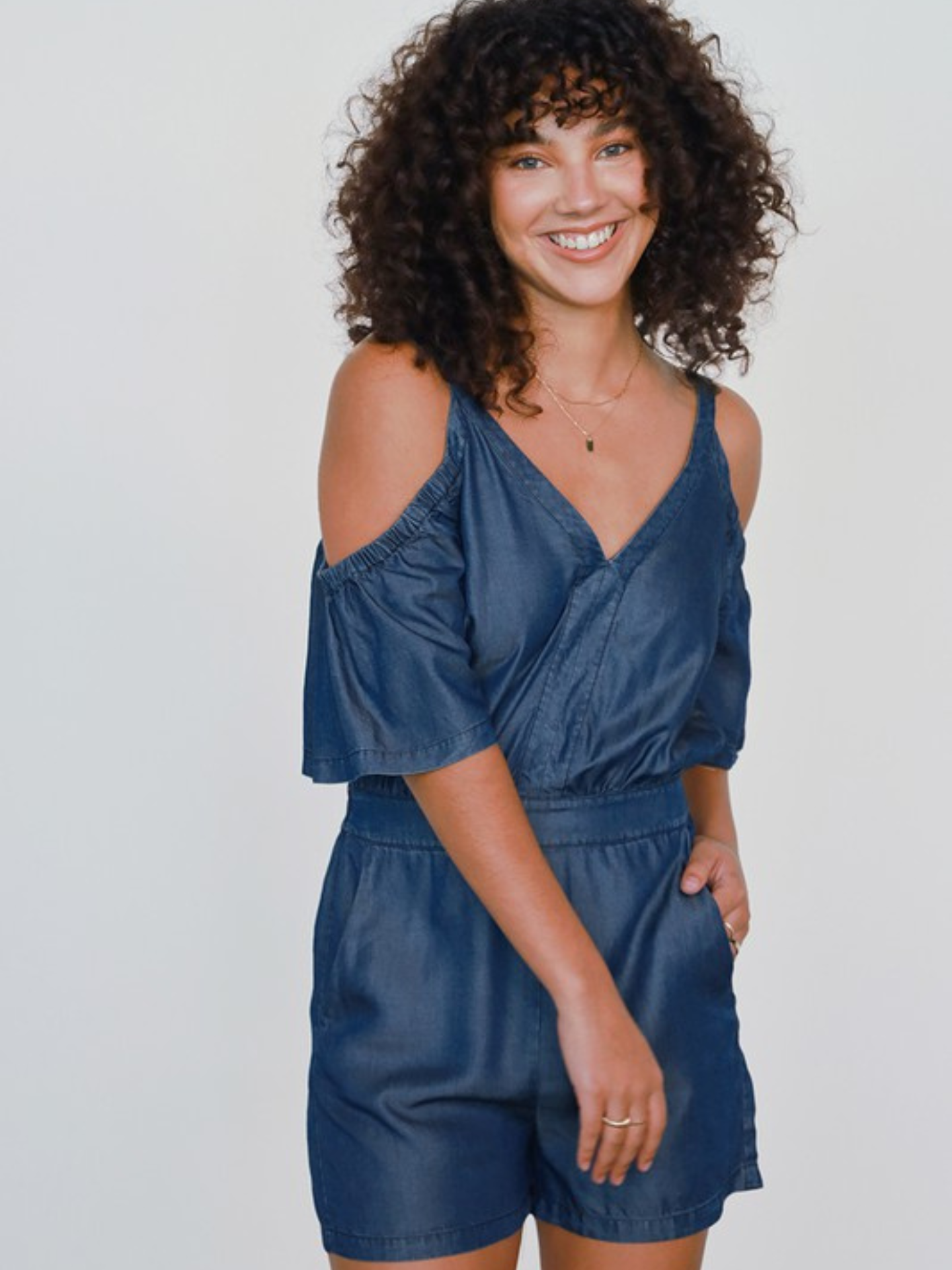 Cold Shoulder Tencel Romper - Mimi & Rae