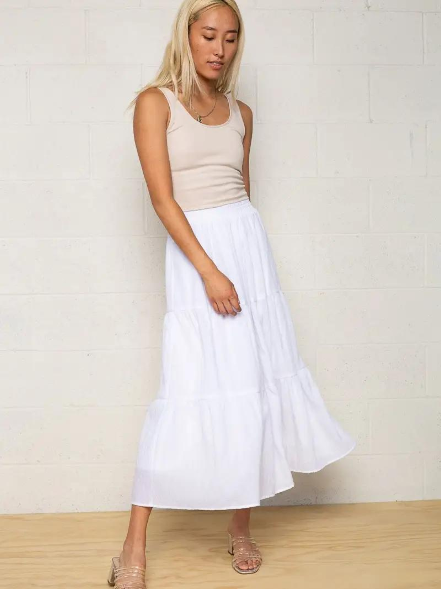 White Tiered Maxi Skirt