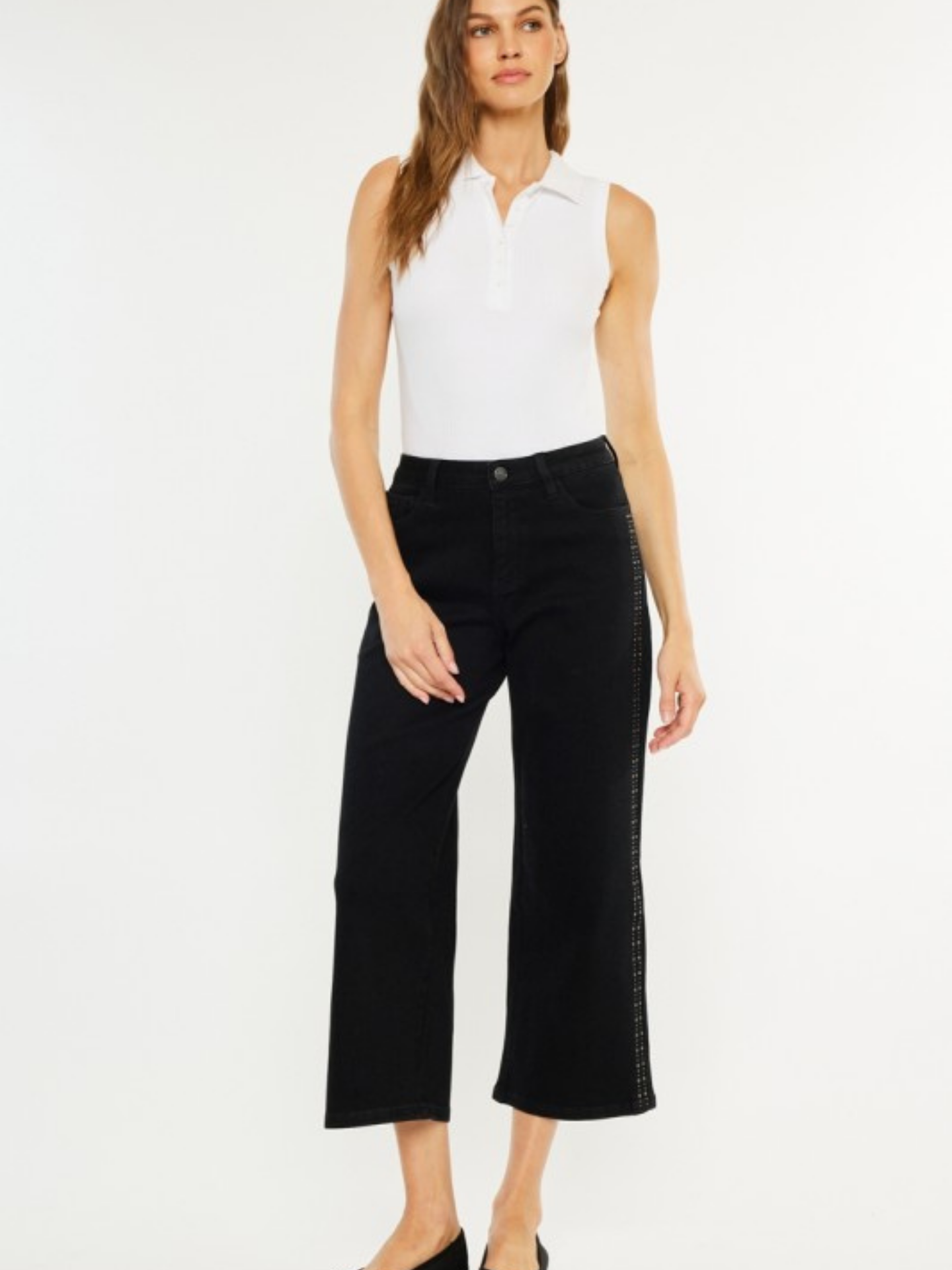 Studded Black Cropped Denim