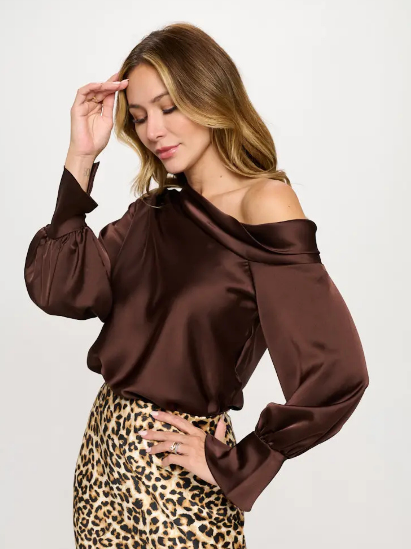 Satin One-Shoulder Top - Mimi & Rae