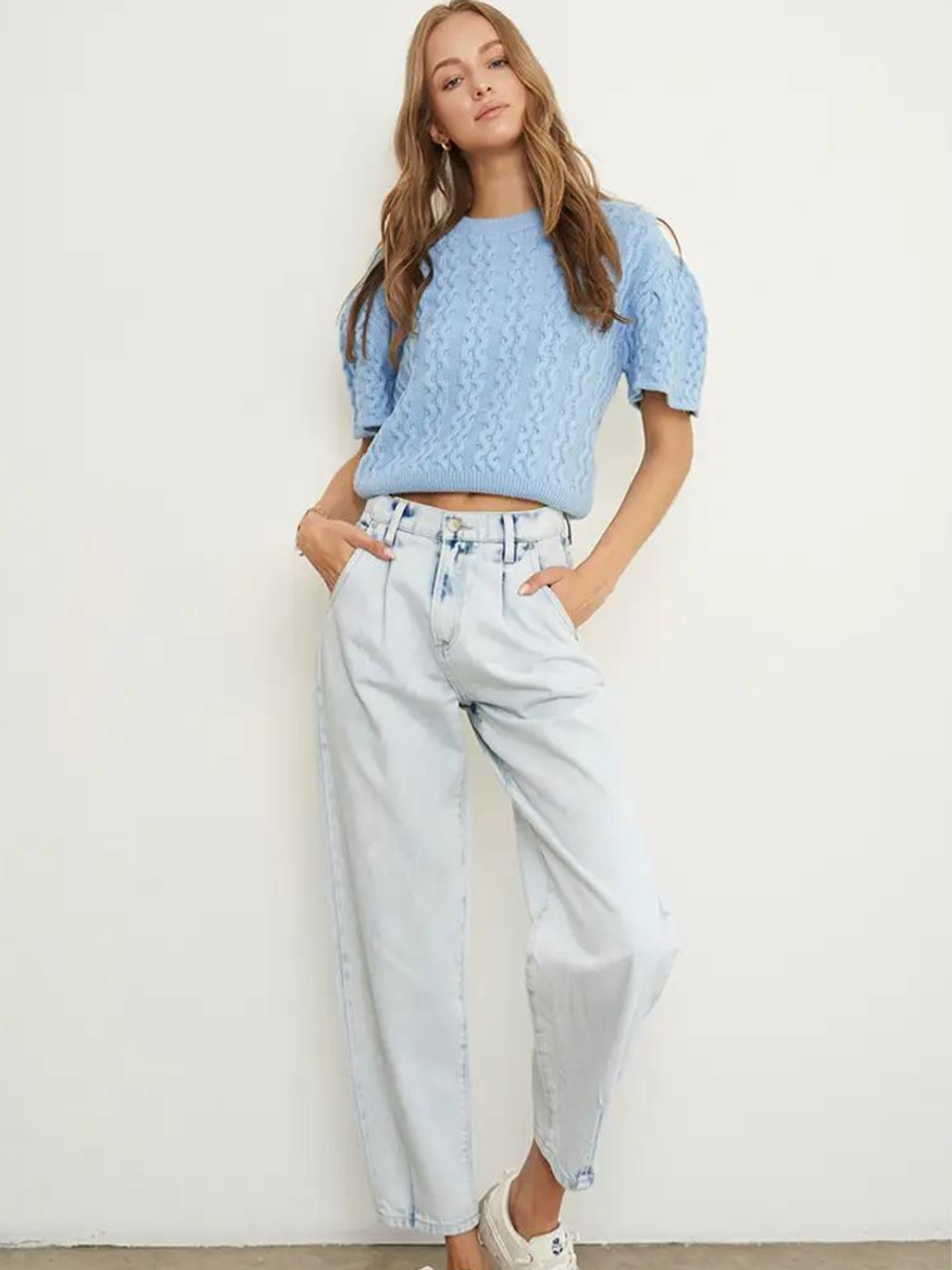 Pleated Balloon Slouch Denim