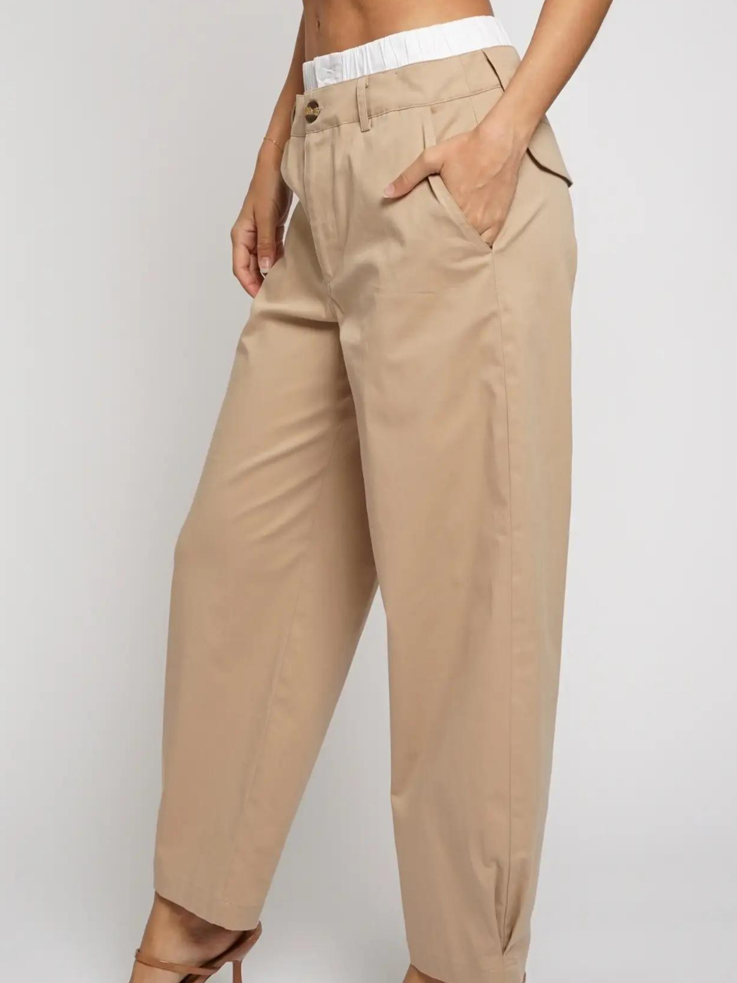 Double Waist Khaki Pants - Mimi & Rae