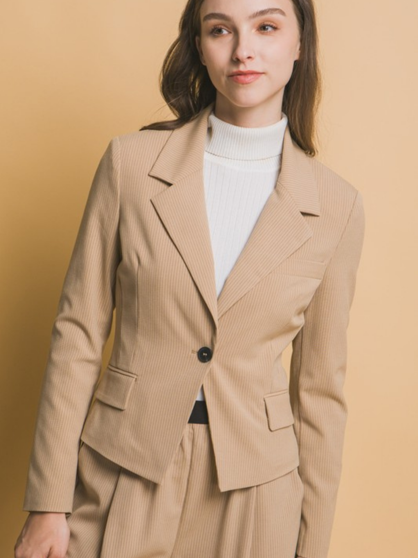 One Button Pinstripe Blazer
