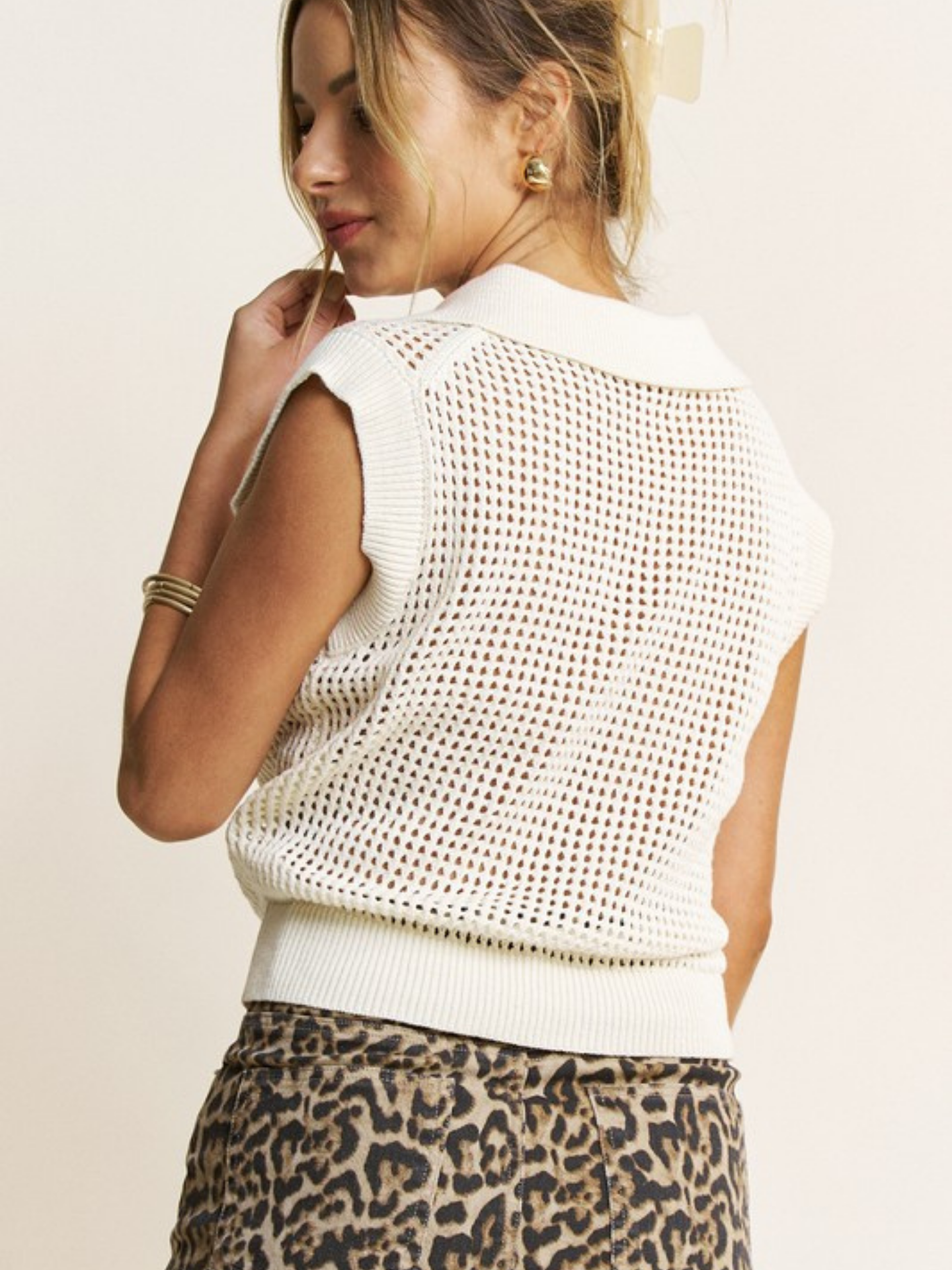 Collared Mesh Top