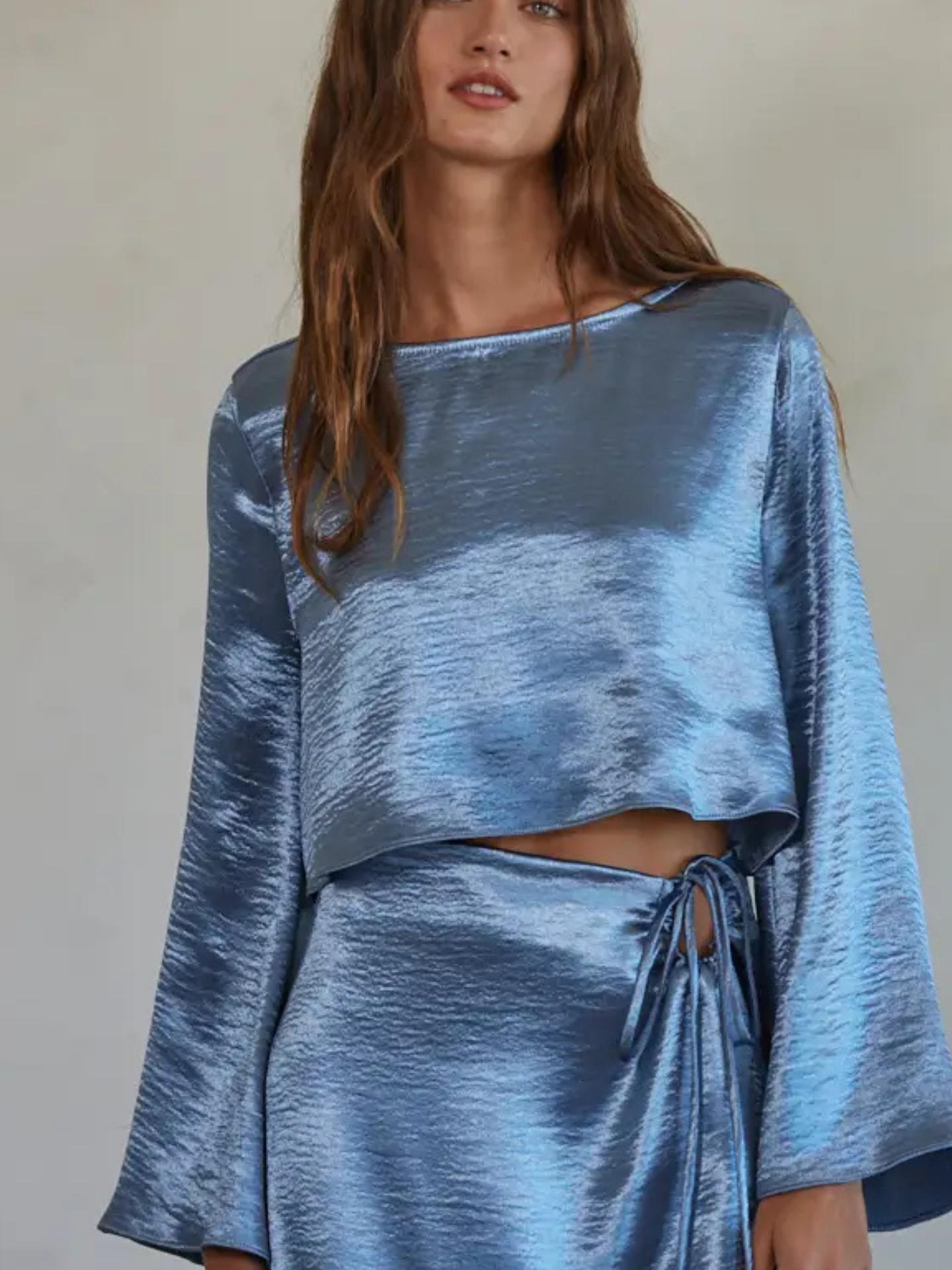 Blue Satin Top - Mimi & Rae
