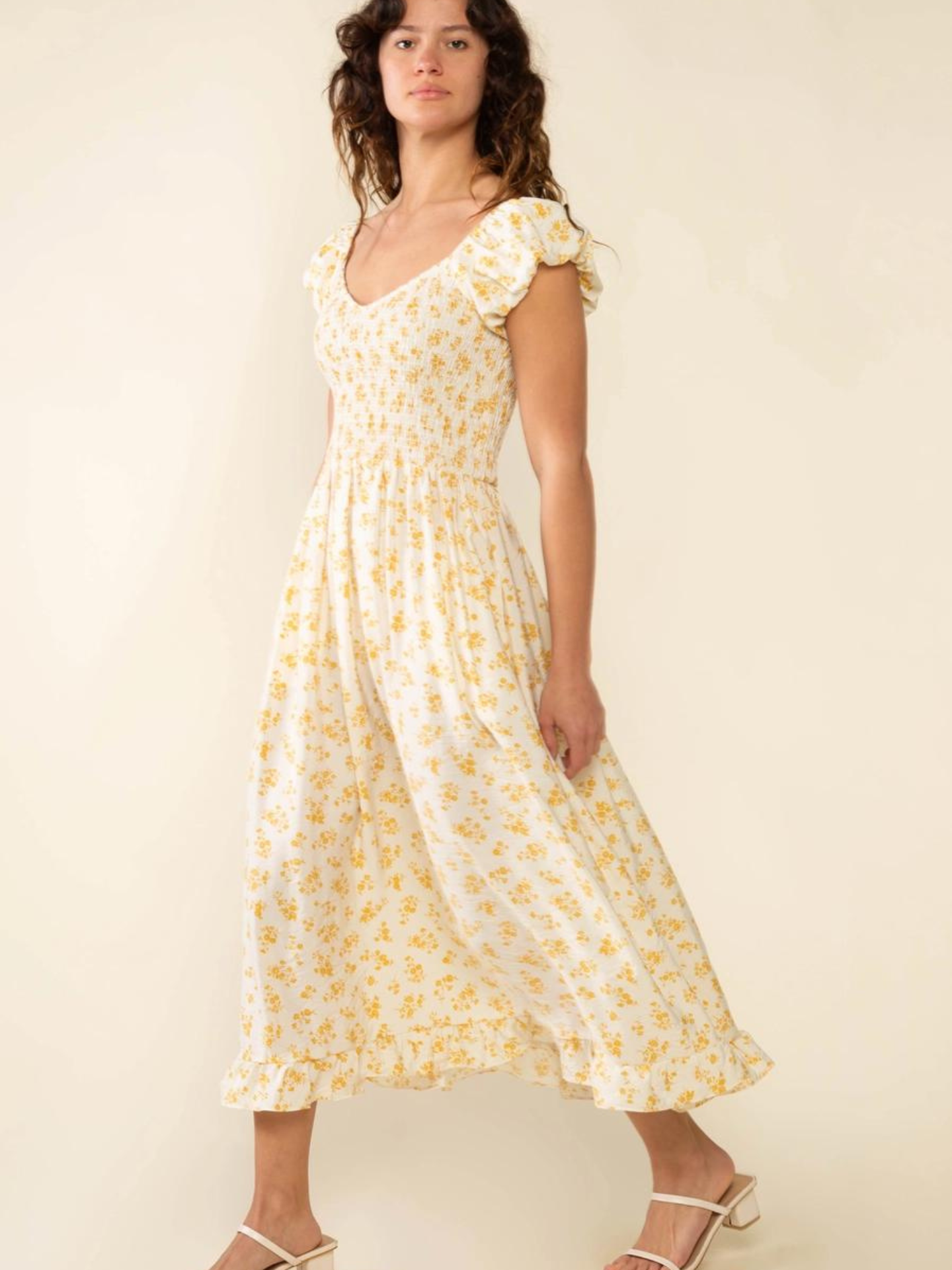 Floral Smocked Midi Dress - Mimi & Rae