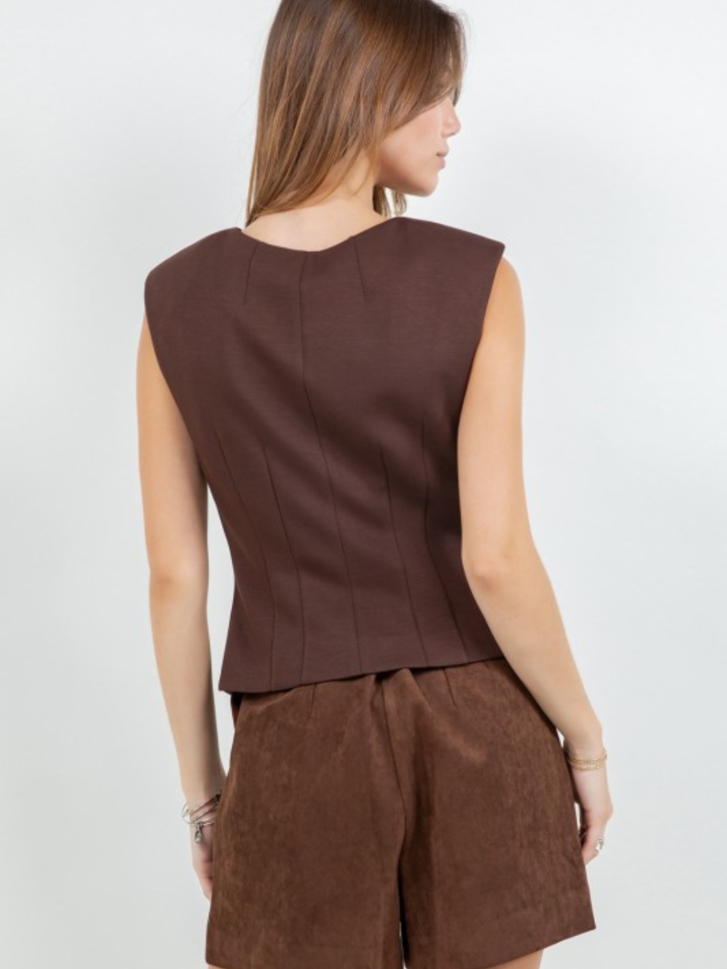 Ponte Button Up Vest - Mimi & Rae