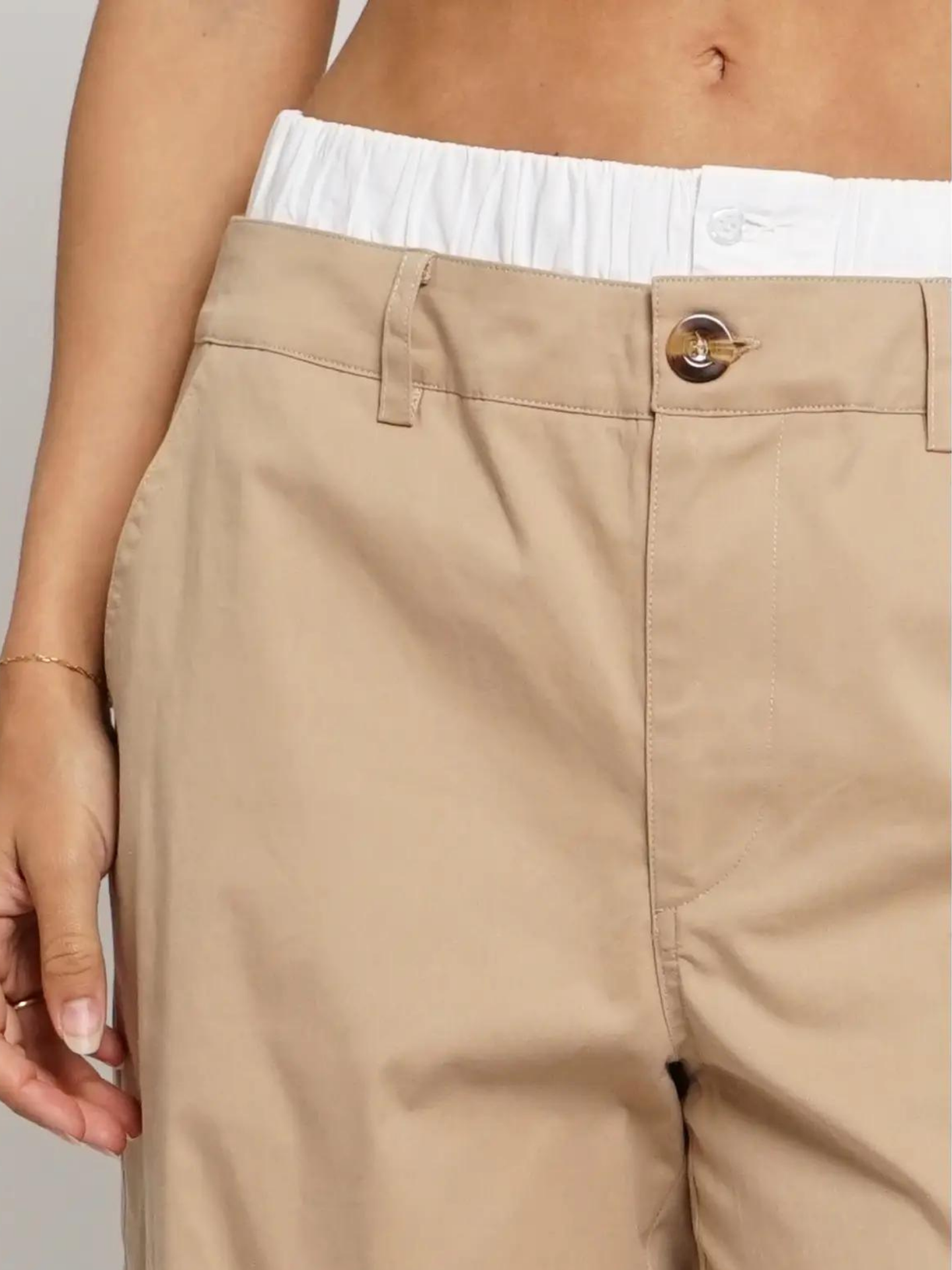 Double Waist Khaki Pants - Mimi & Rae