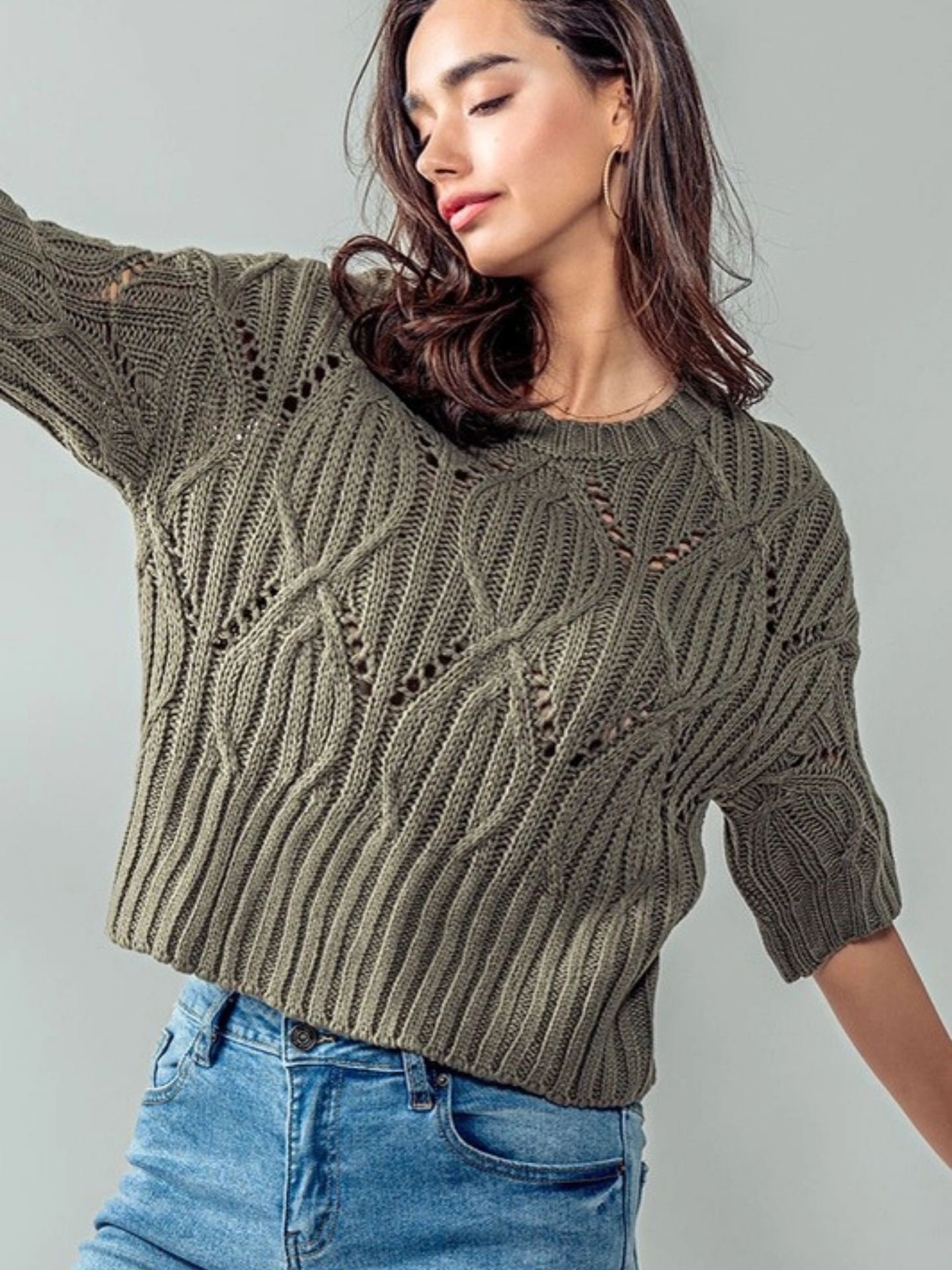 Crochet Crewneck Sweater - Mimi & Rae