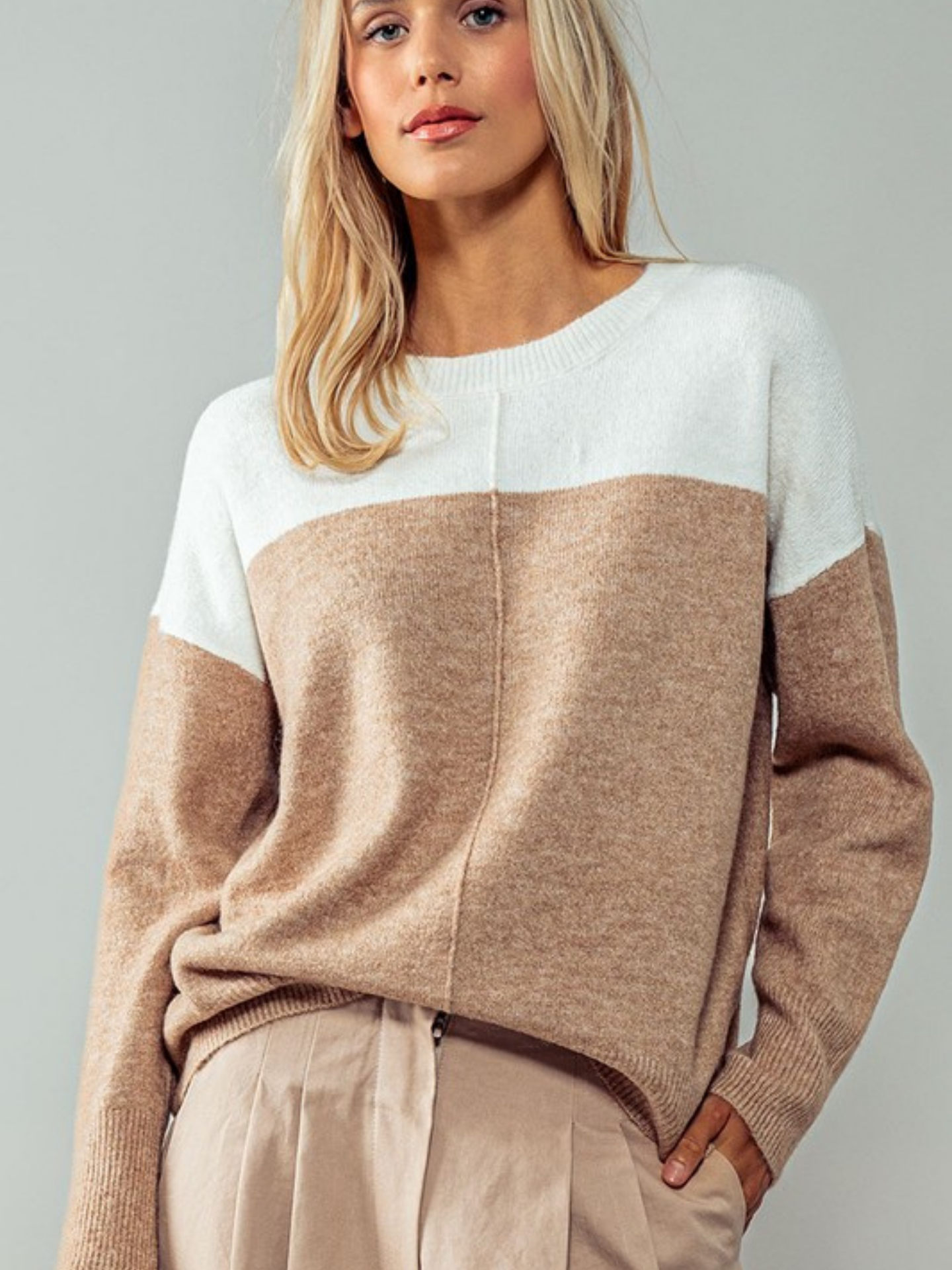 Color Block 2 Tone Sweater - Mimi & Rae