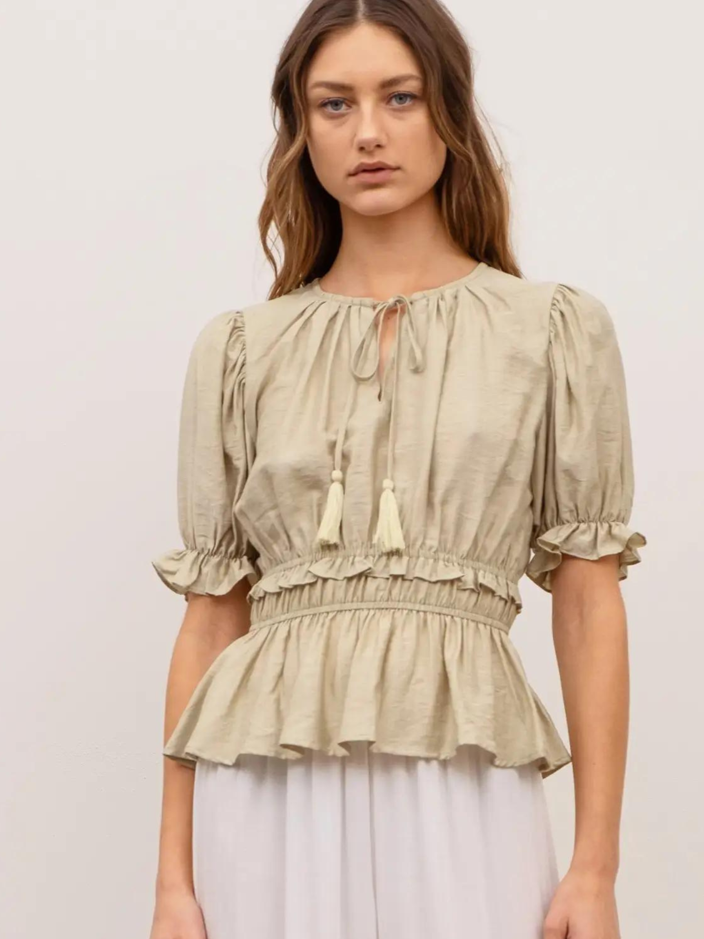 Tassle Tie Ruffle Top - Mimi & Rae