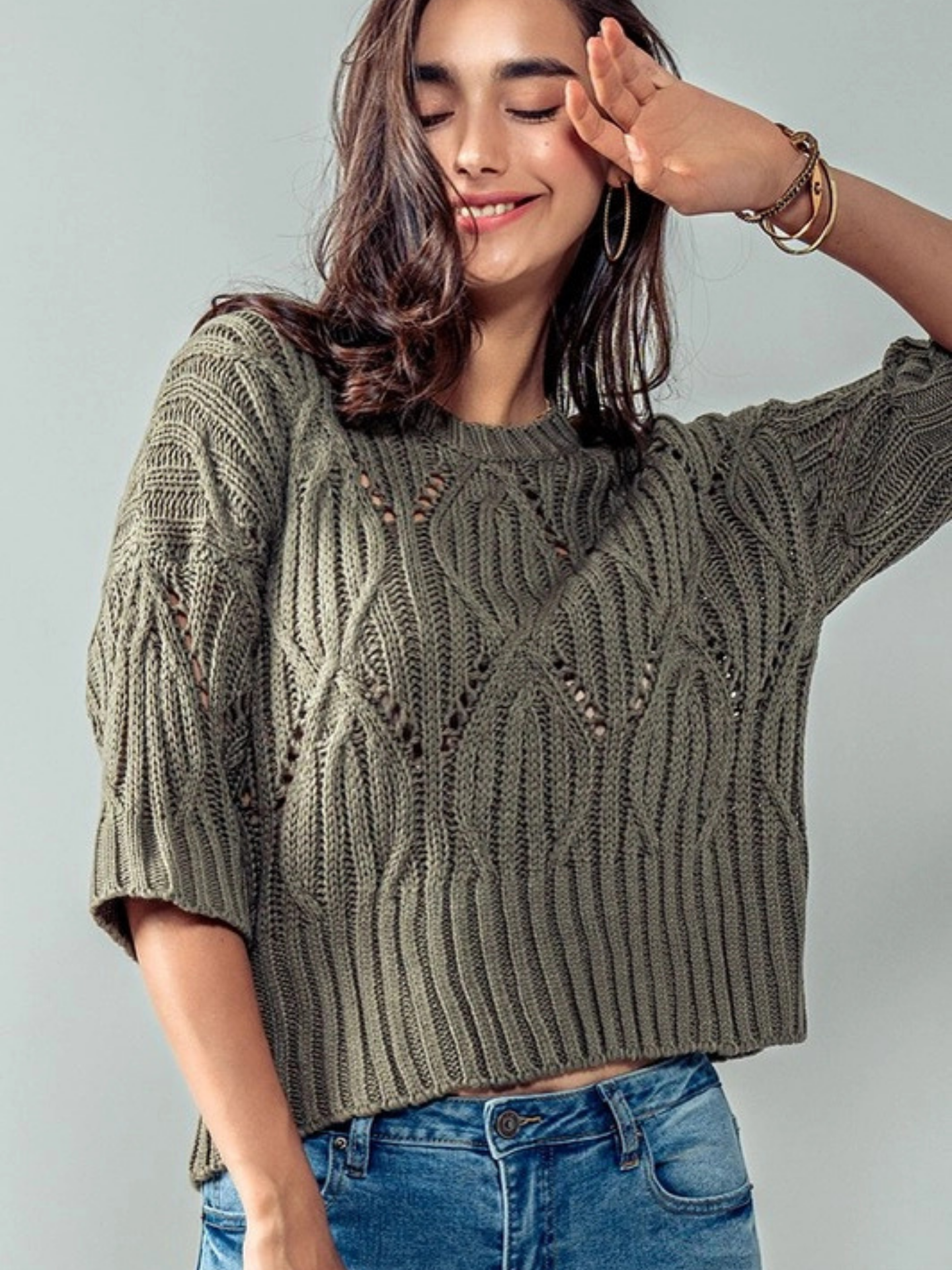 Crochet Crewneck Sweater - Mimi & Rae