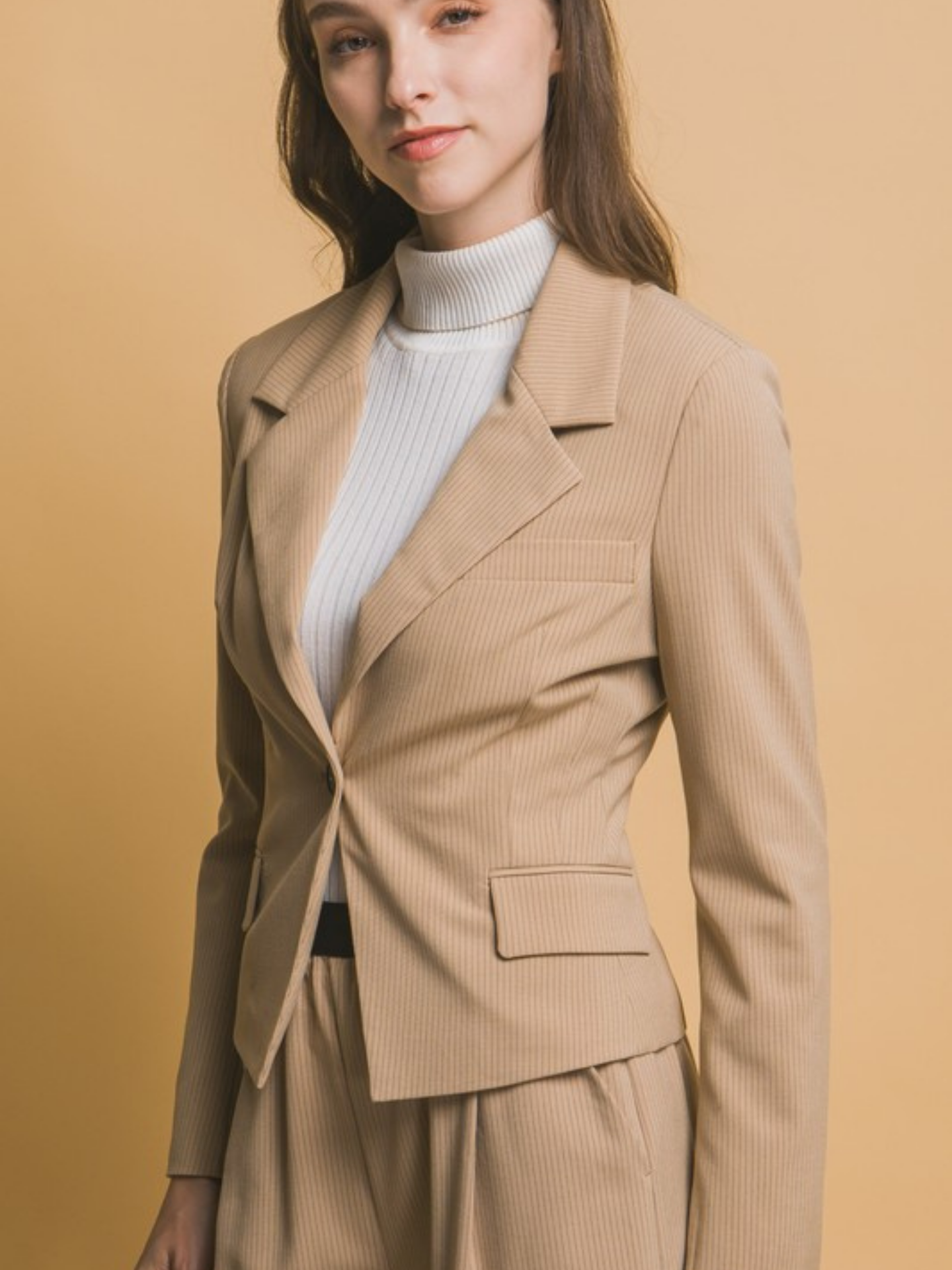One Button Pinstripe Blazer