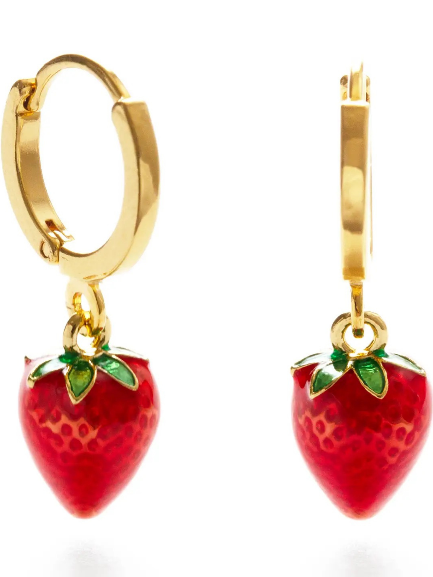A pair of vibrant berry-shaped earrings from Amano Studios, featuring colorful, textured bead details on a silver hoop.