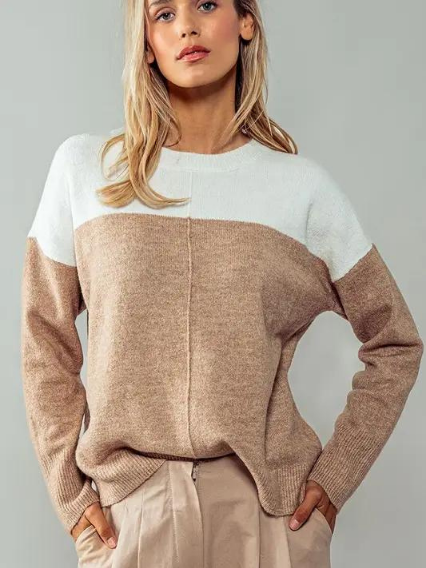 Color Block 2 Tone Sweater - Mimi & Rae