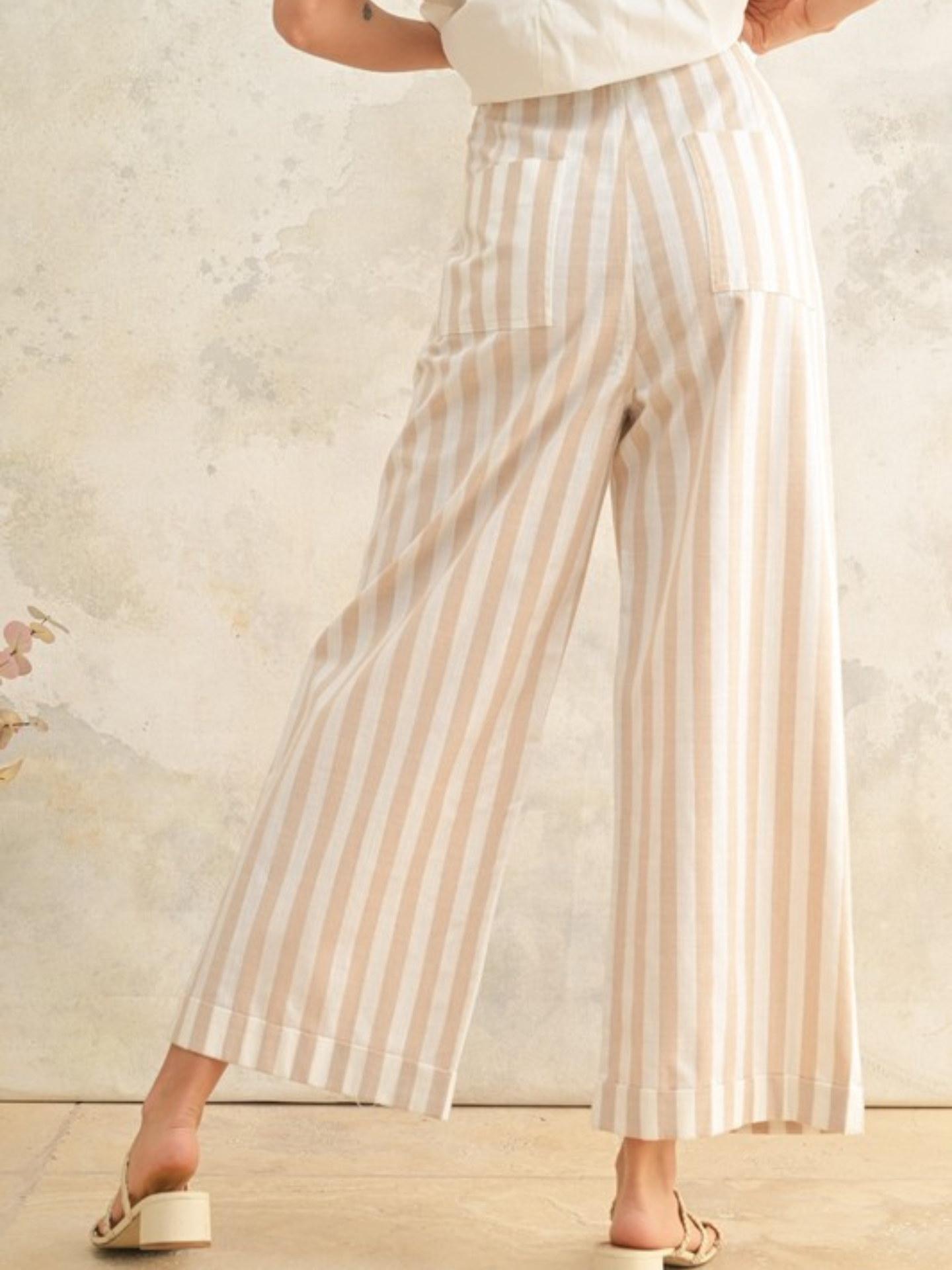 Linen Stripe Trousers Size Large - Mimi & Rae