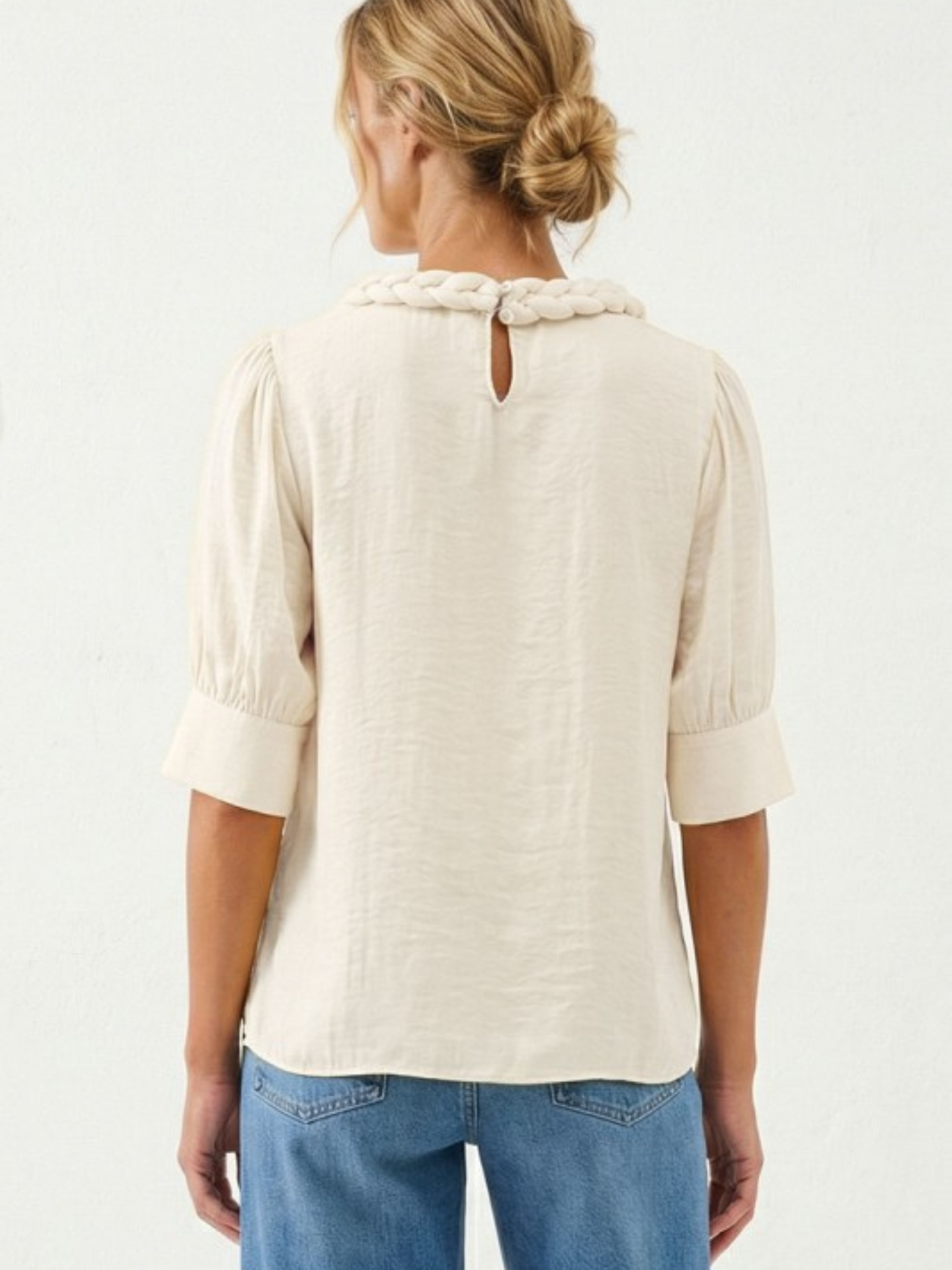 Braided Half Sleeve Blouse - Mimi & Rae