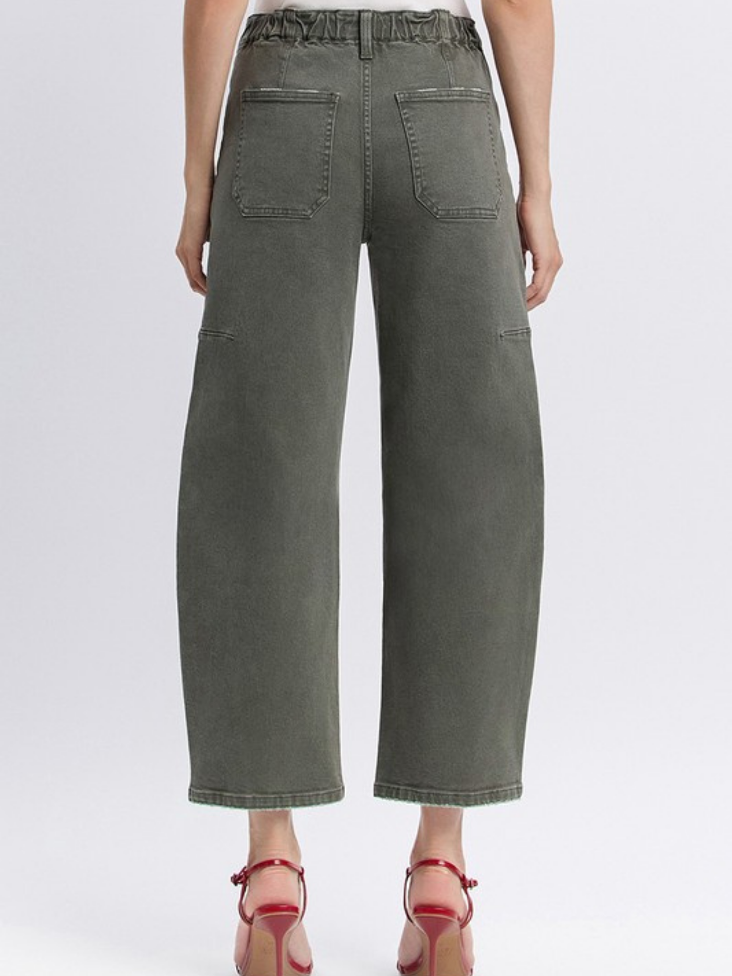Green Barrel Leg Denim - Mimi & Rae